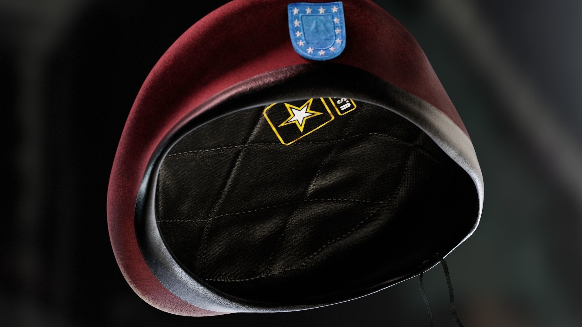 Red Beret hat helmet Low-poly 3D model_8