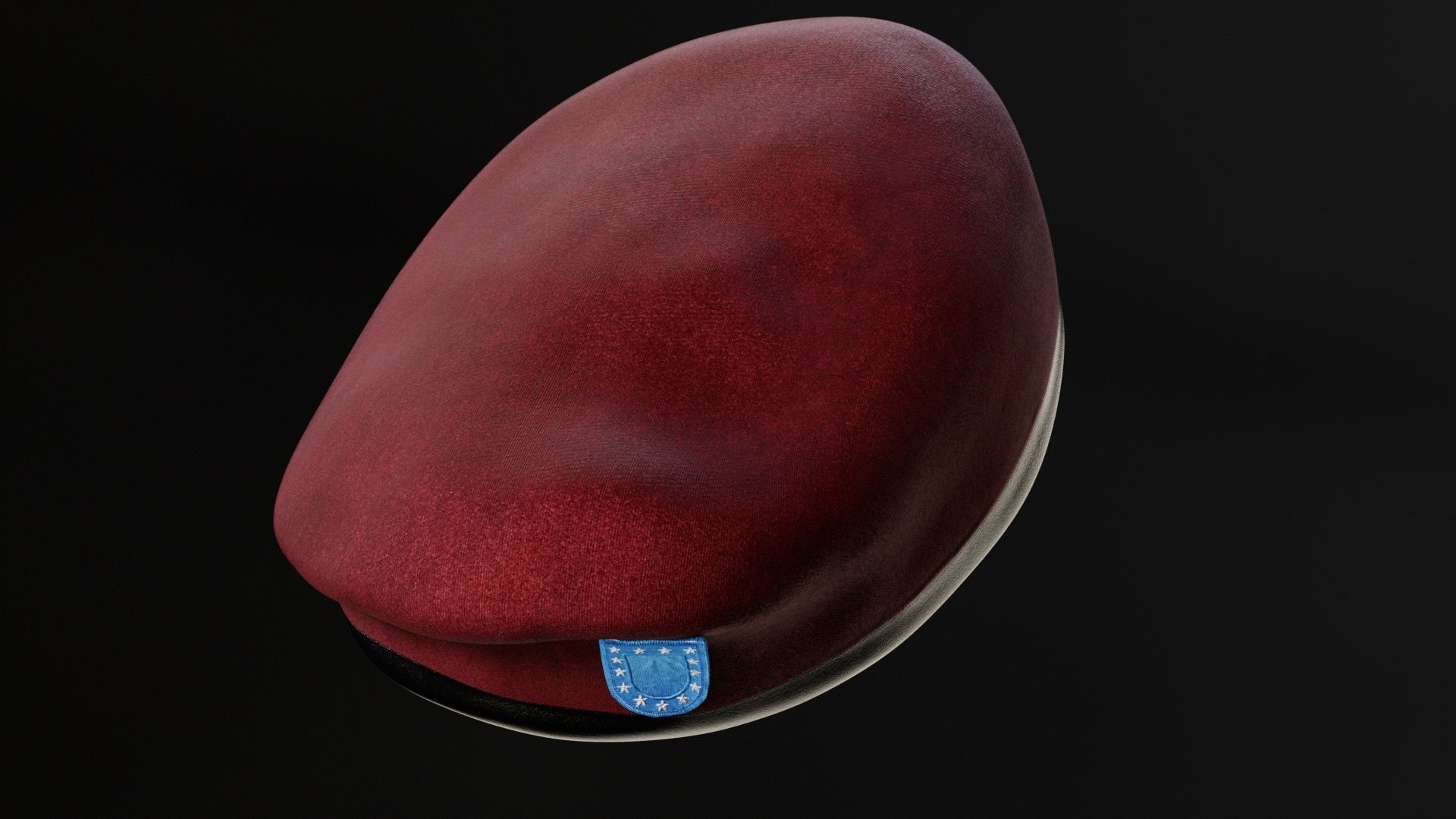 Red Beret hat helmet Low-poly 3D model_10