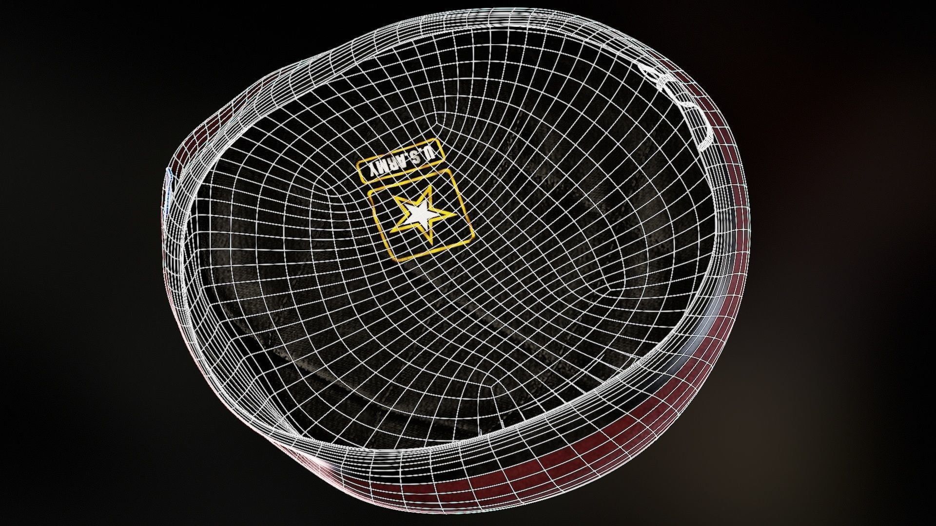 Red Beret hat helmet Low-poly 3D model_30