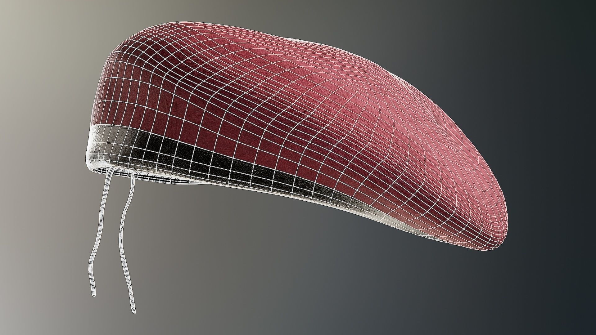 Red Beret hat helmet Low-poly 3D model_24