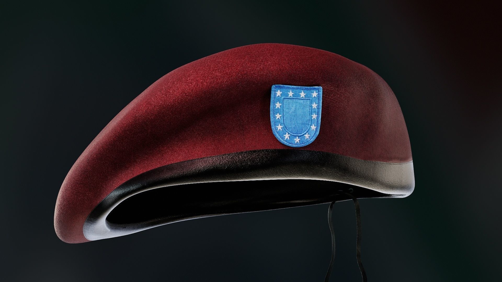 Red Beret hat helmet Low-poly 3D model_1