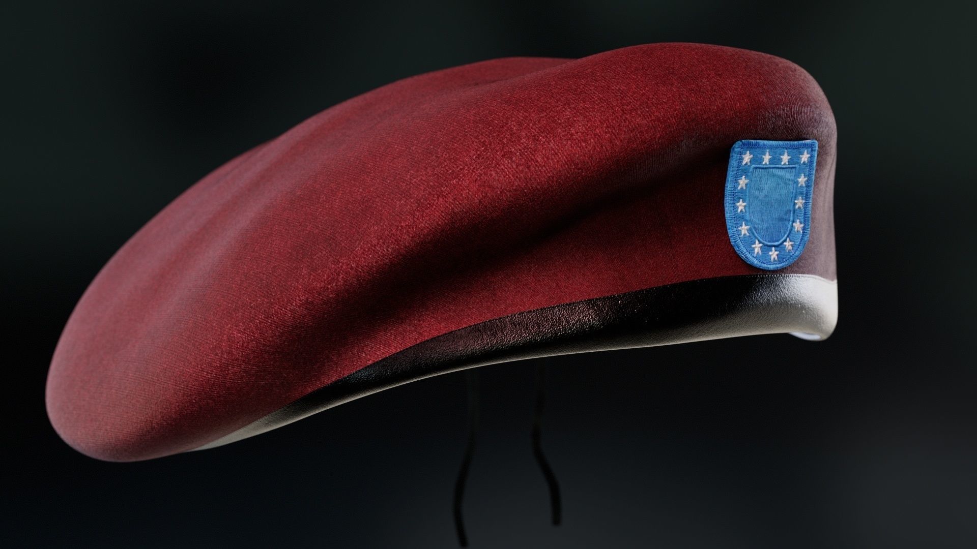 Red Beret hat helmet Low-poly 3D model_6