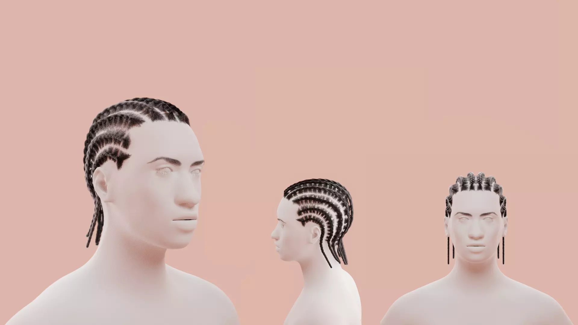 Cornrow Braids 3D model_0