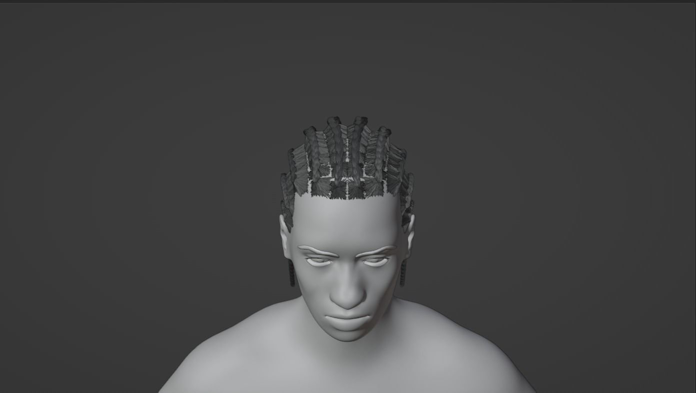 Cornrow Braids 3D model_11