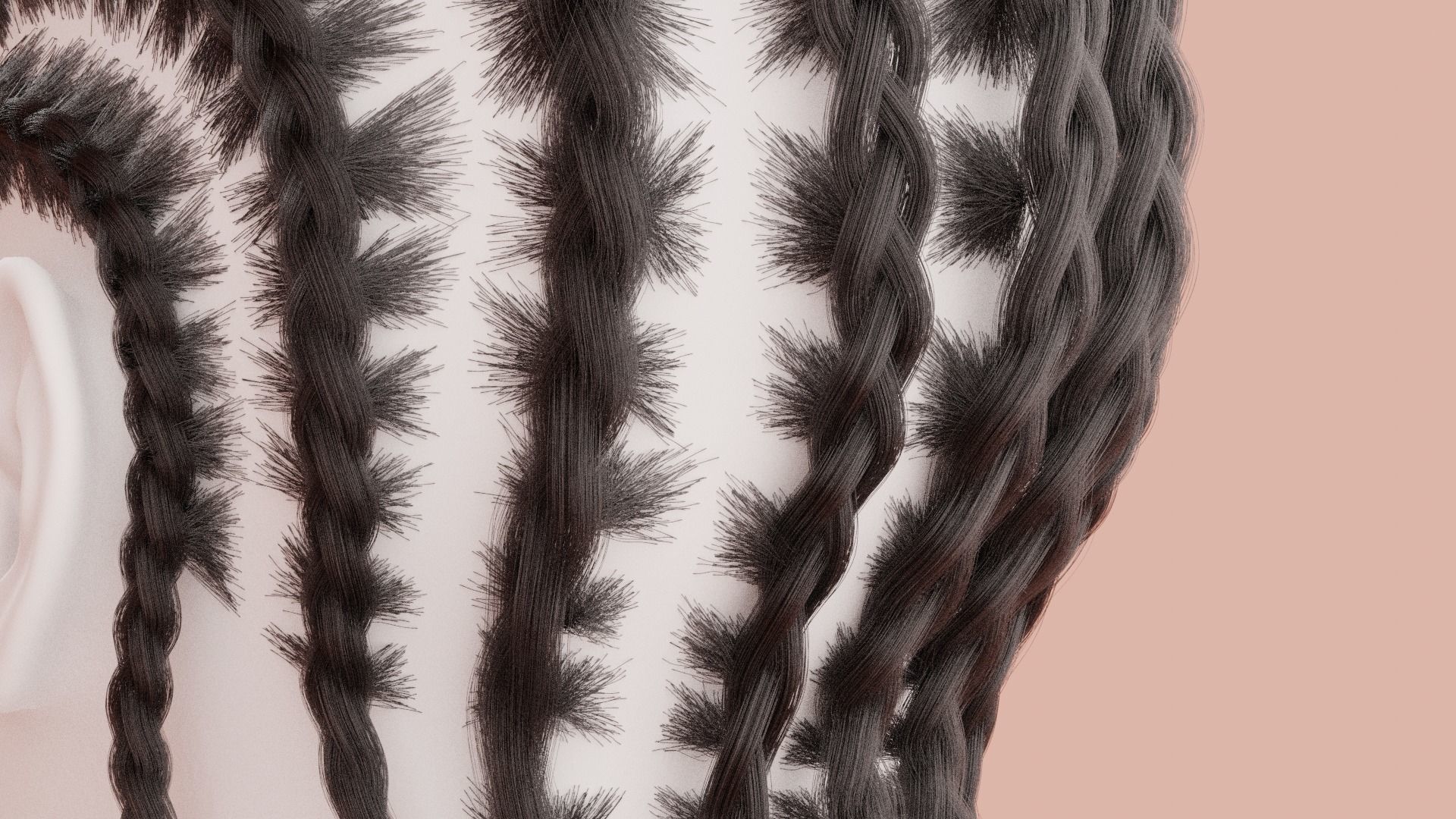 Cornrow Braids 3D model_13
