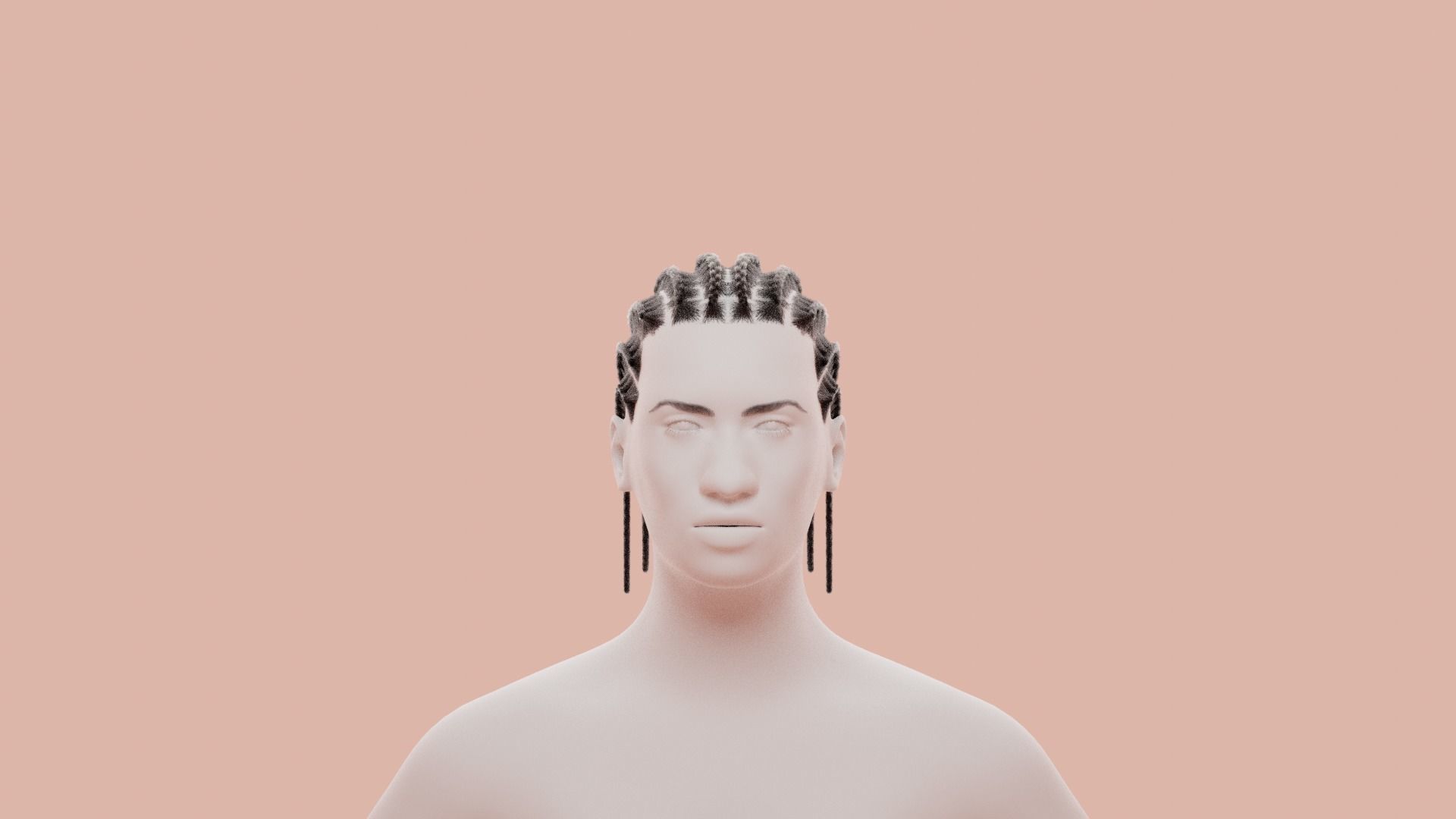 Cornrow Braids 3D model_7