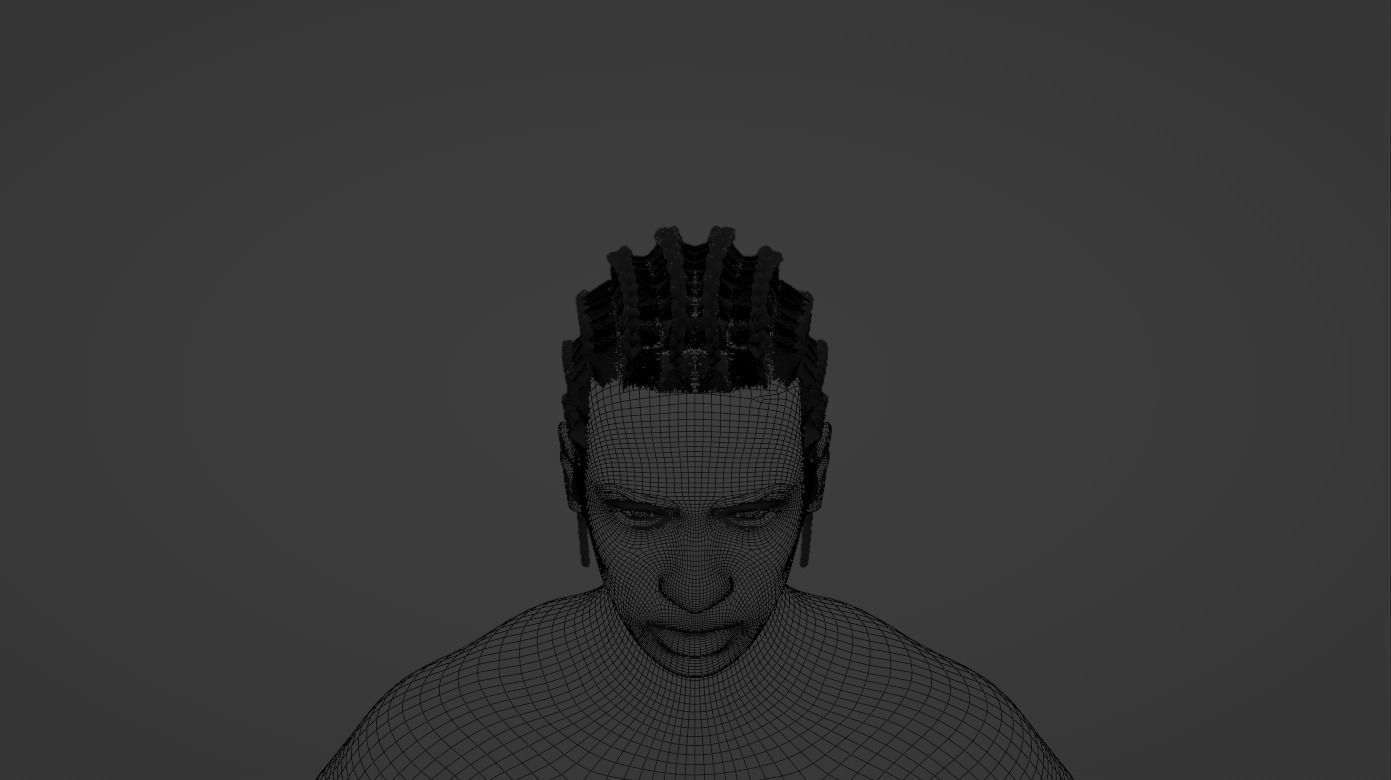 Cornrow Braids 3D model_12