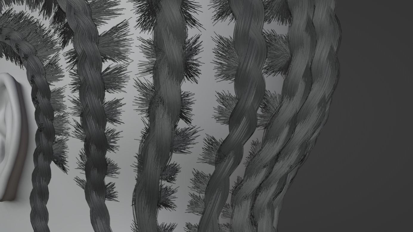 Cornrow Braids 3D model_14