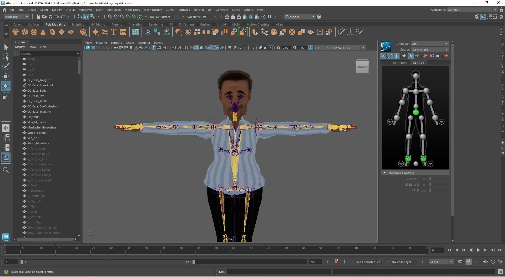 Ata Rigged Animated 2500 free animation Tutorial Low-poly 3D model_15