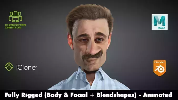 Ata Rigged Animated 2500 free animation Tutorial Low-poly 3D model