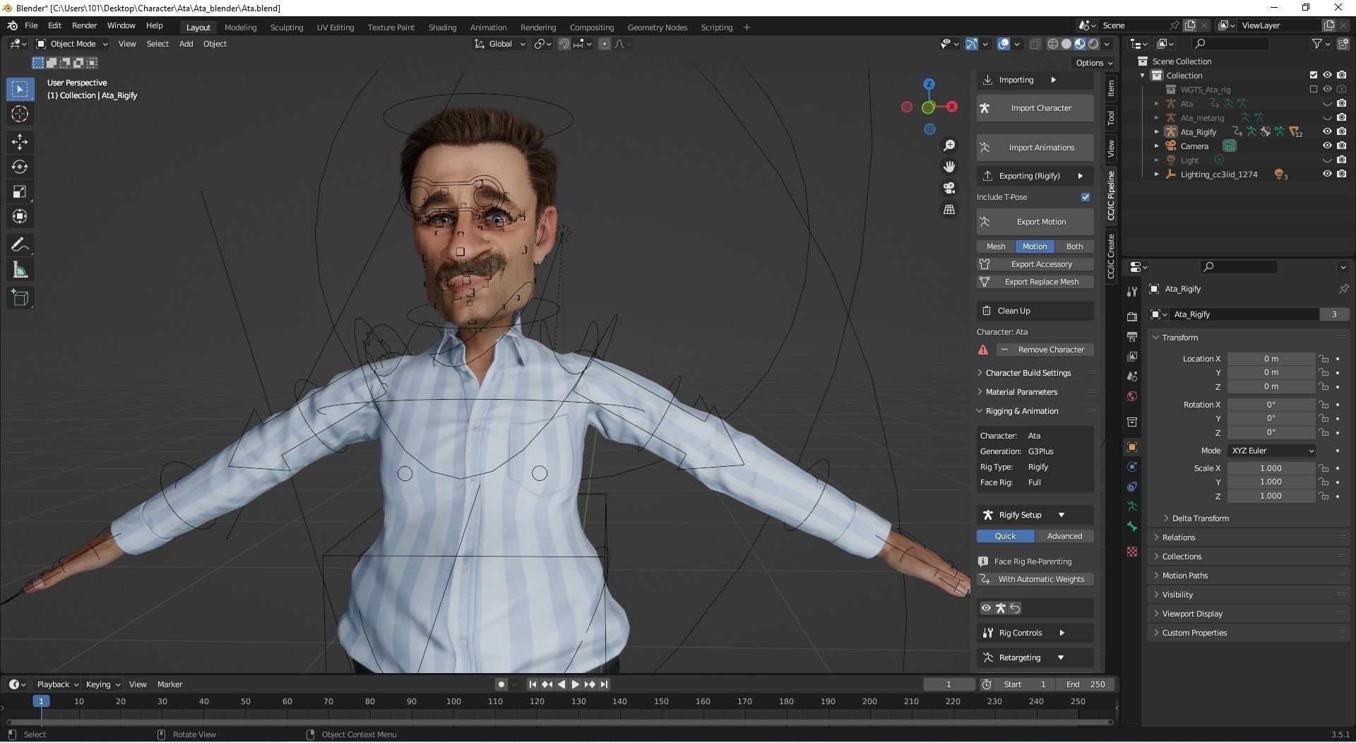 Ata Rigged Animated 2500 free animation Tutorial Low-poly 3D model_16