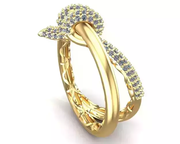 Gold Diamonds Knot Ring