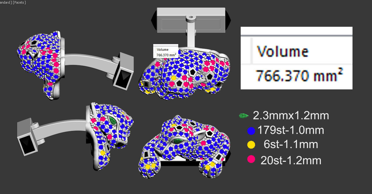 cufflinks male tie clip panther 3D print model_7