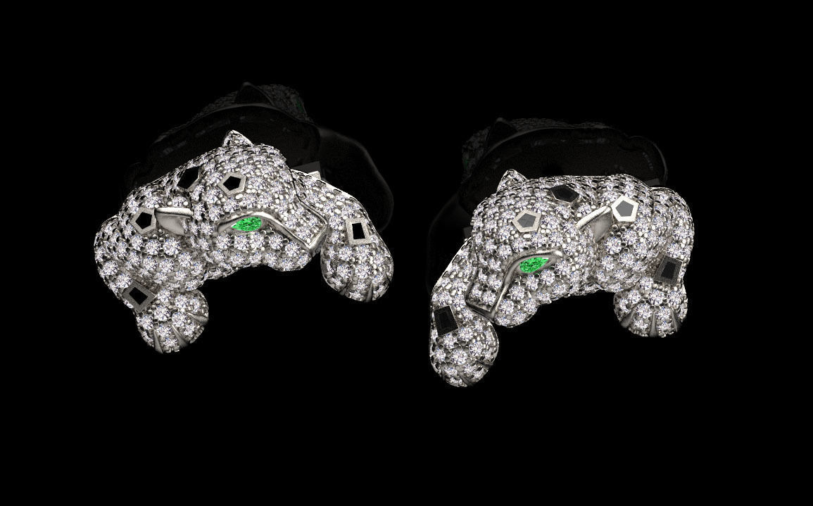 cufflinks male tie clip panther 3D print model_12