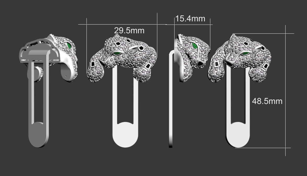 cufflinks male tie clip panther 3D print model_6