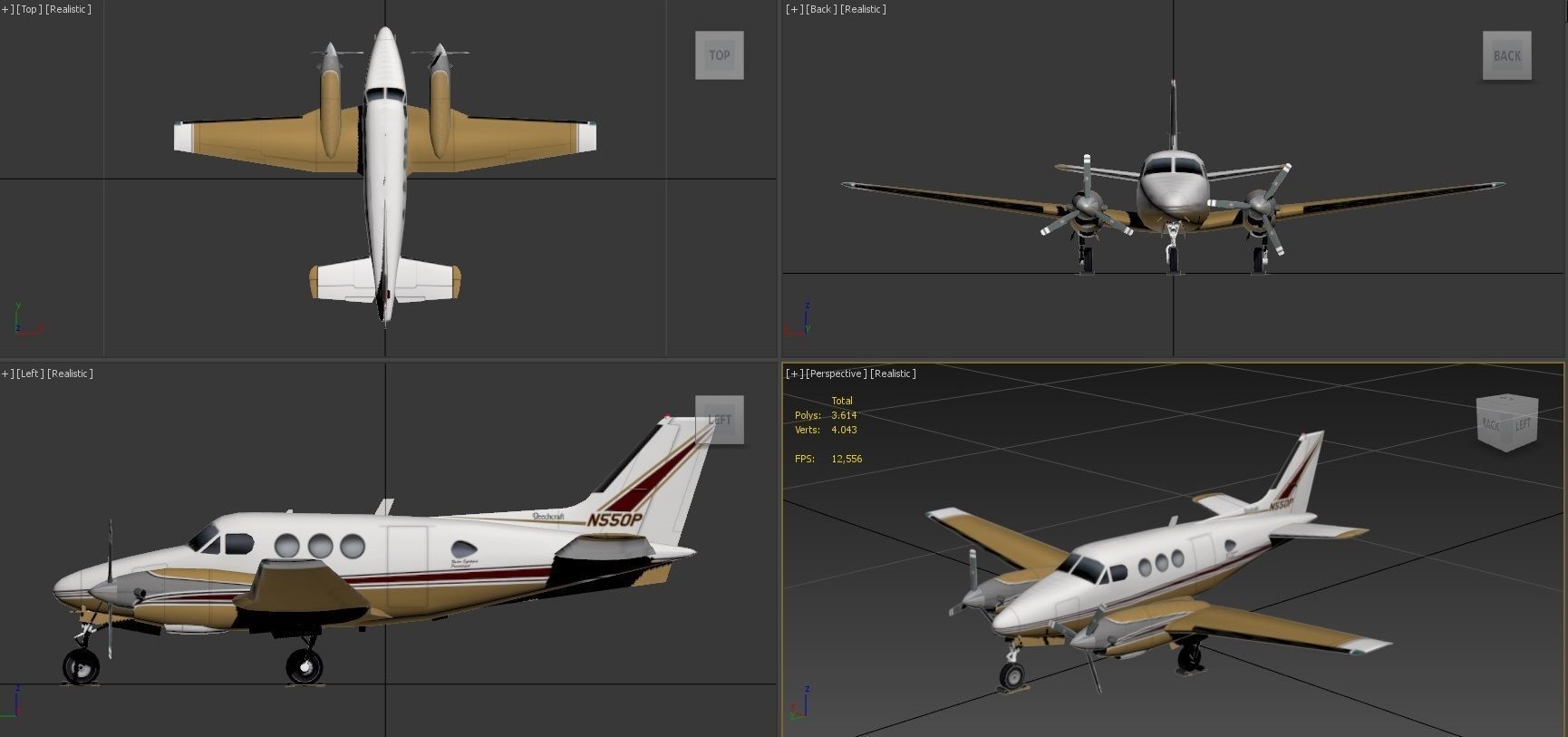 Beechcraft King Air C90 static Low Poly Low-poly 3D model_6