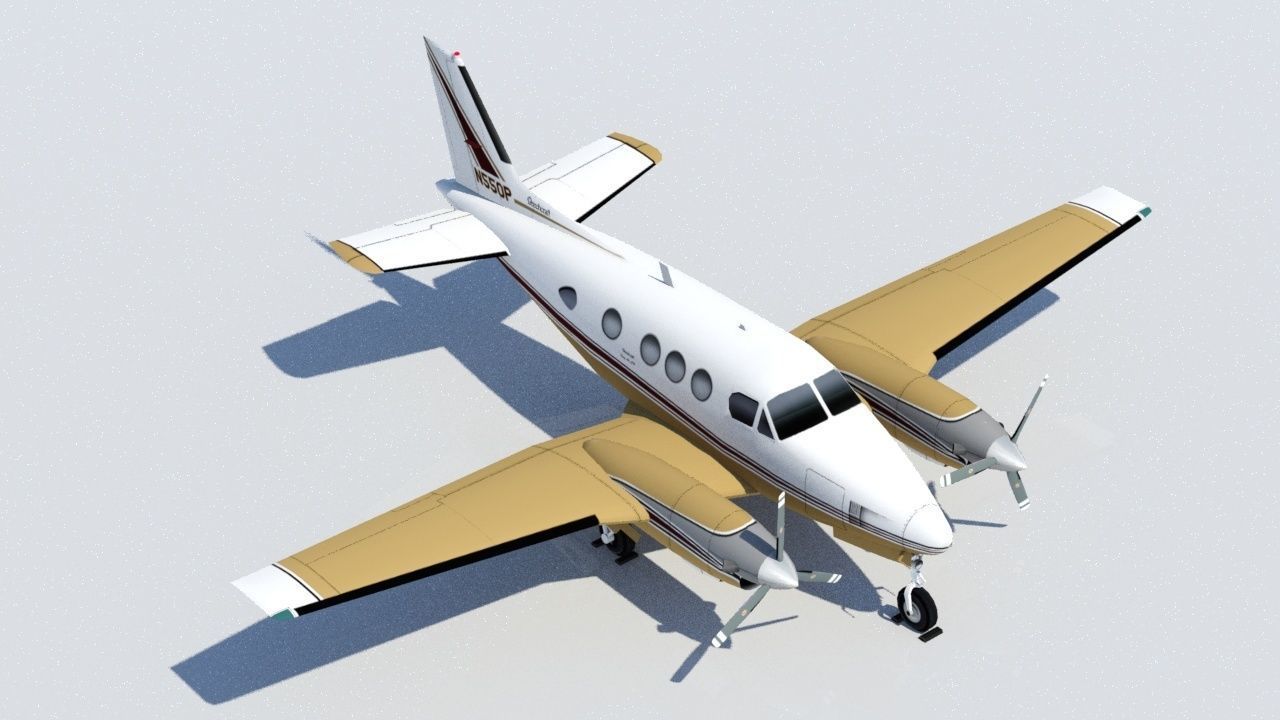 Beechcraft King Air C90 static Low Poly Low-poly 3D model_4