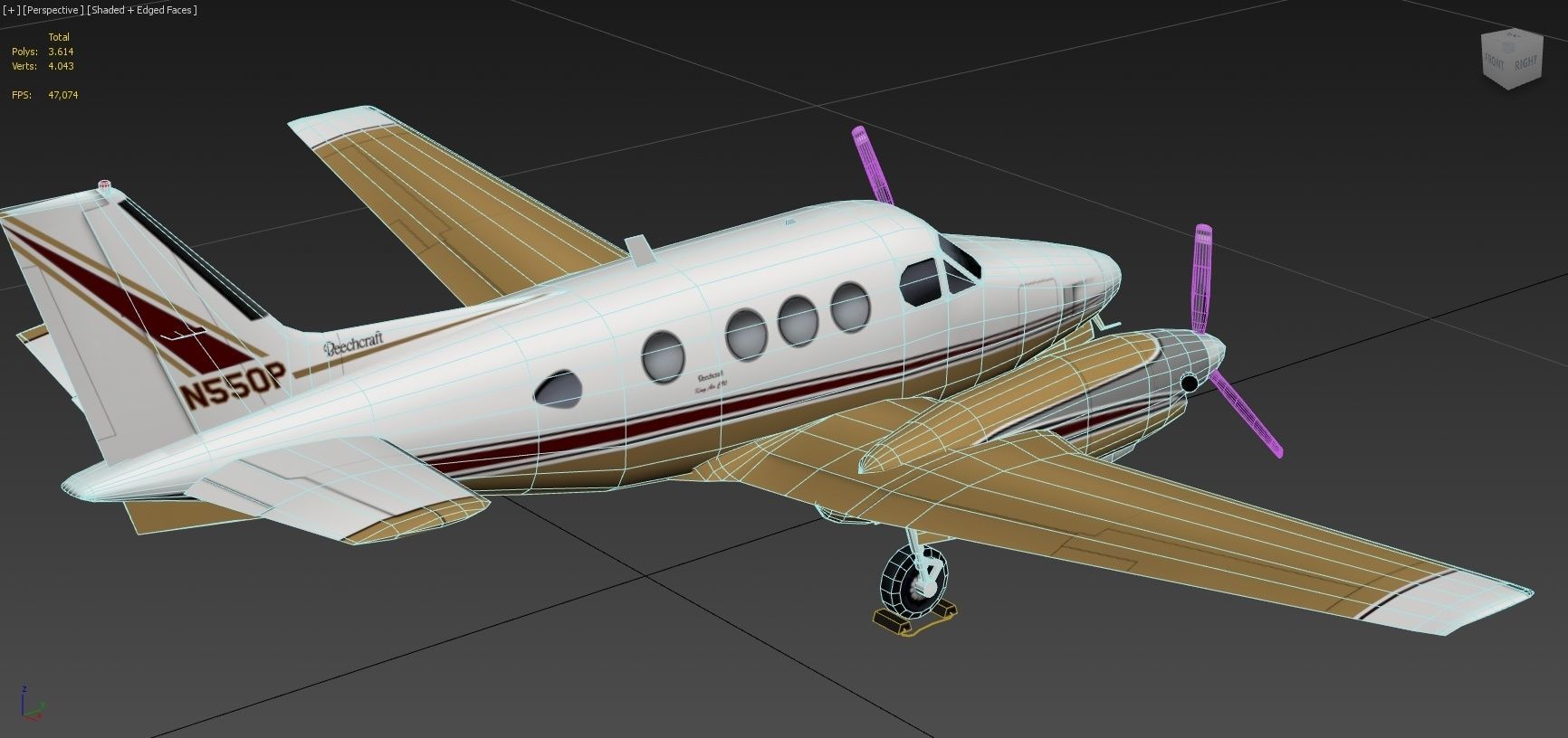 Beechcraft King Air C90 static Low Poly Low-poly 3D model_8