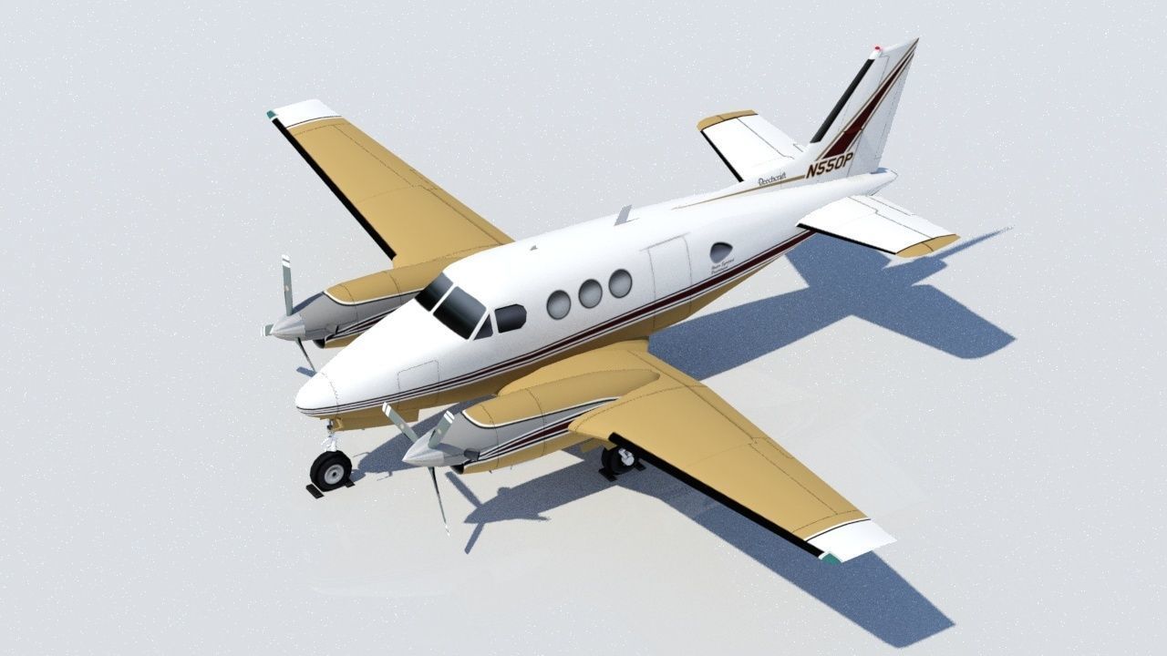 Beechcraft King Air C90 static Low Poly Low-poly 3D model_1
