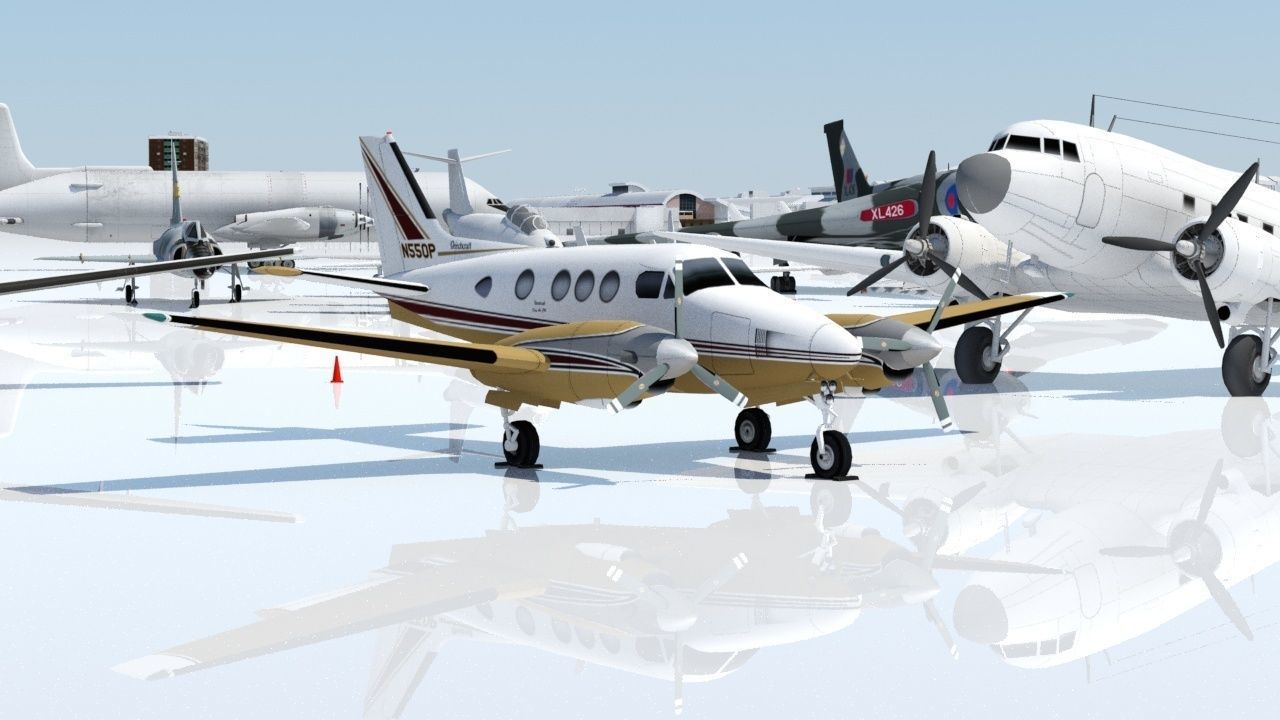 Beechcraft King Air C90 static Low Poly Low-poly 3D model_5