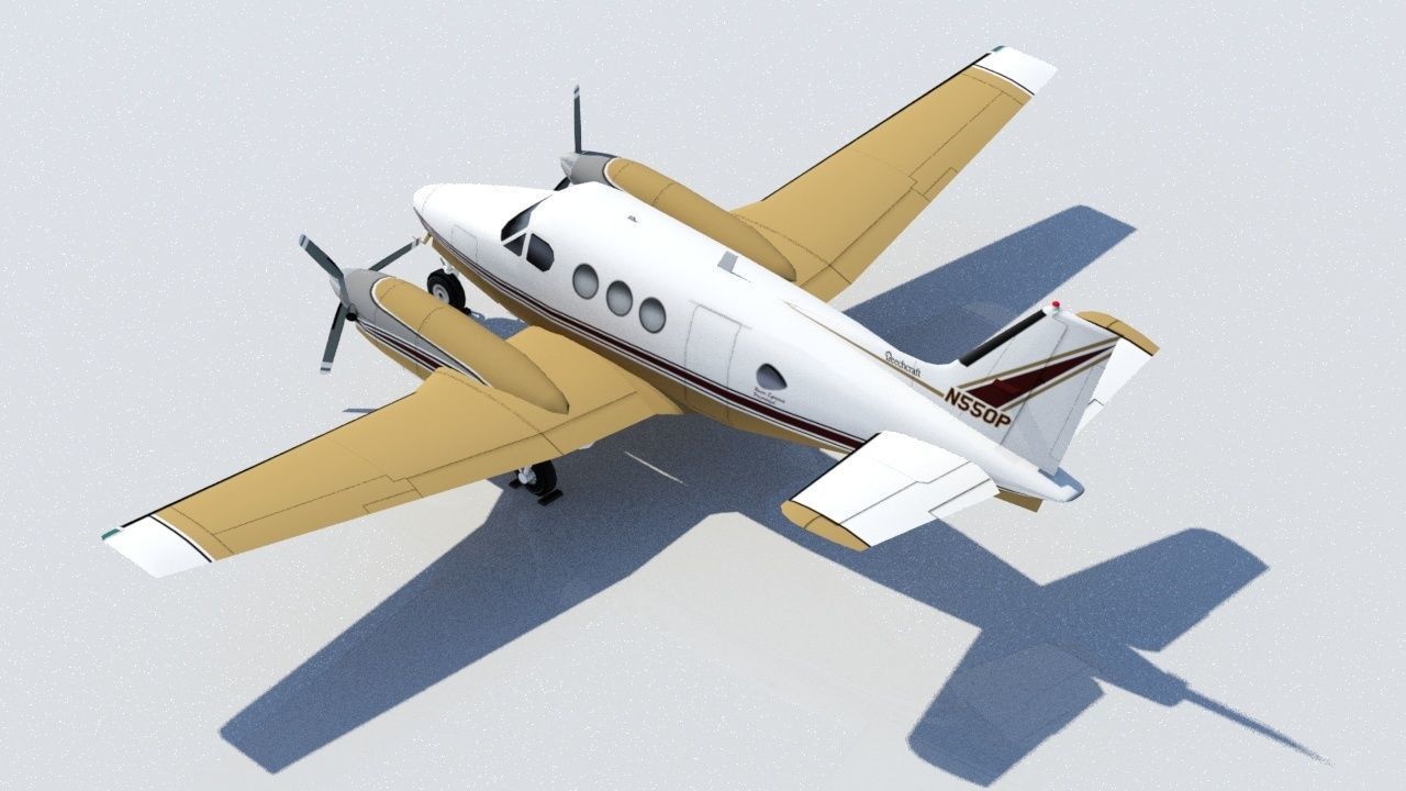 Beechcraft King Air C90 static Low Poly Low-poly 3D model_2