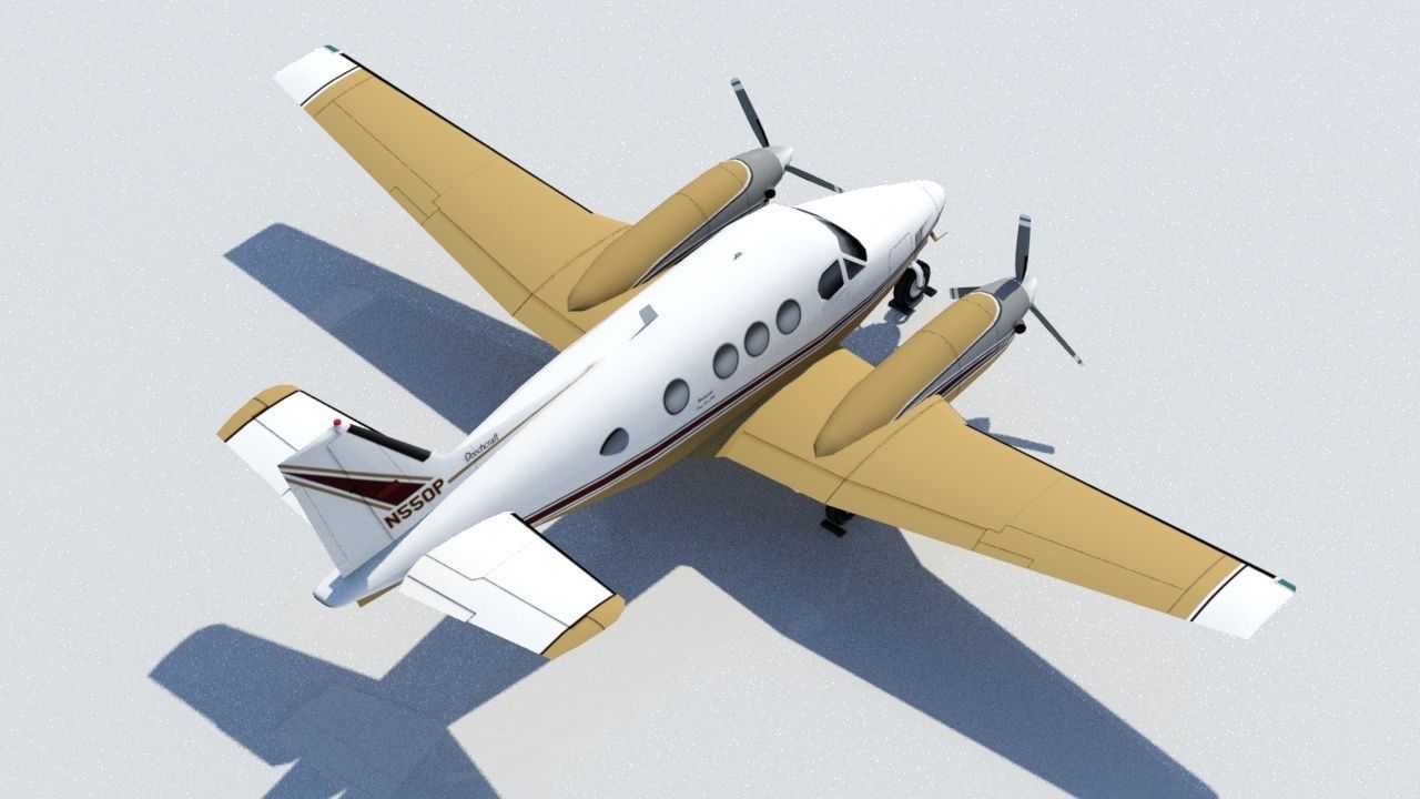 Beechcraft King Air C90 static Low Poly Low-poly 3D model_3