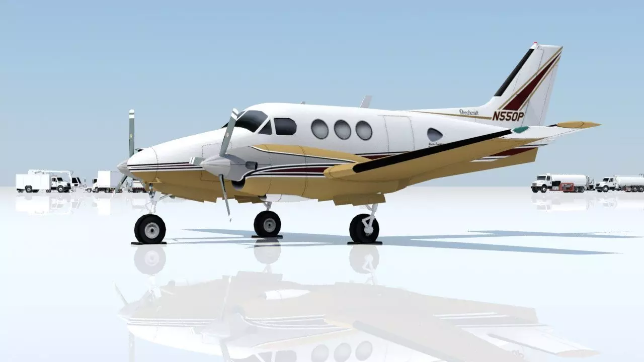 Beechcraft King Air C90 static Low Poly Low-poly 3D model_0