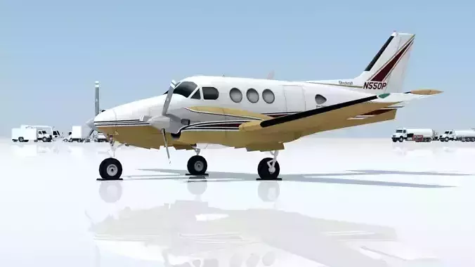 Beechcraft King Air C90 static Low Poly  Low-poly 3D model