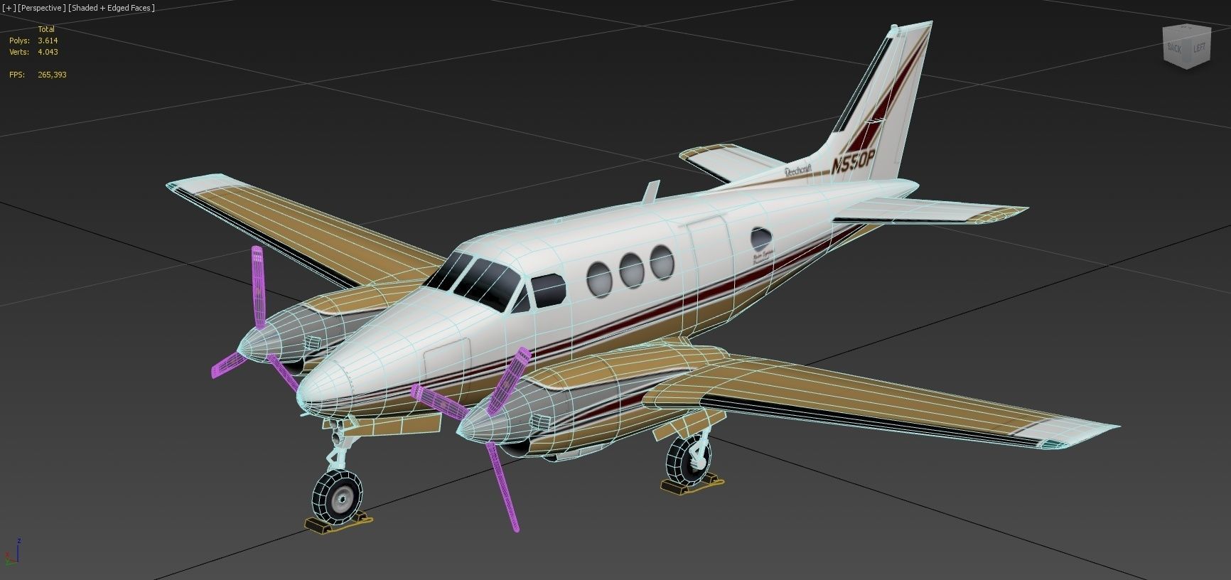 Beechcraft King Air C90 static Low Poly Low-poly 3D model_7