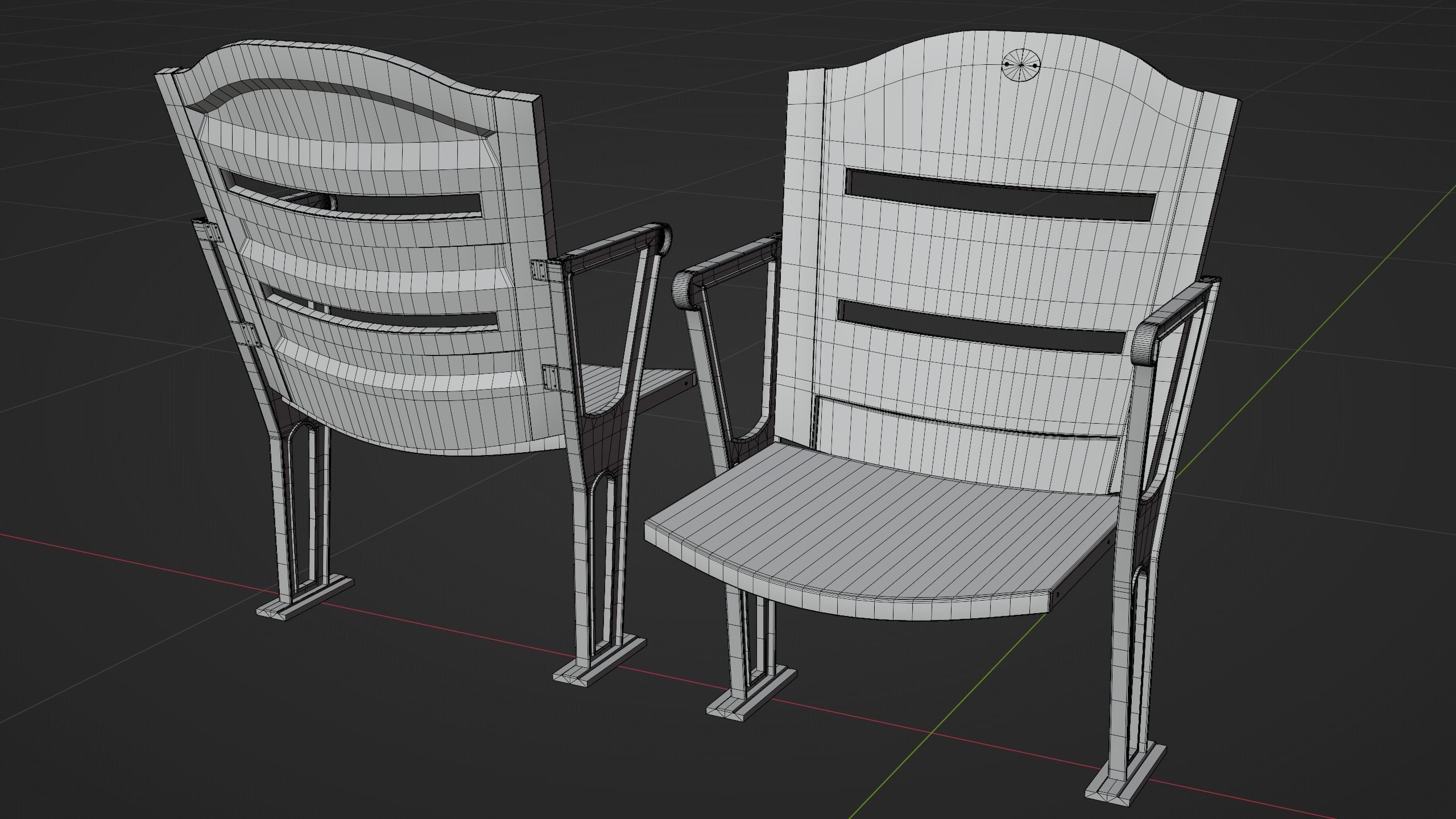 Stadium Seat Low-poly 3D model_1