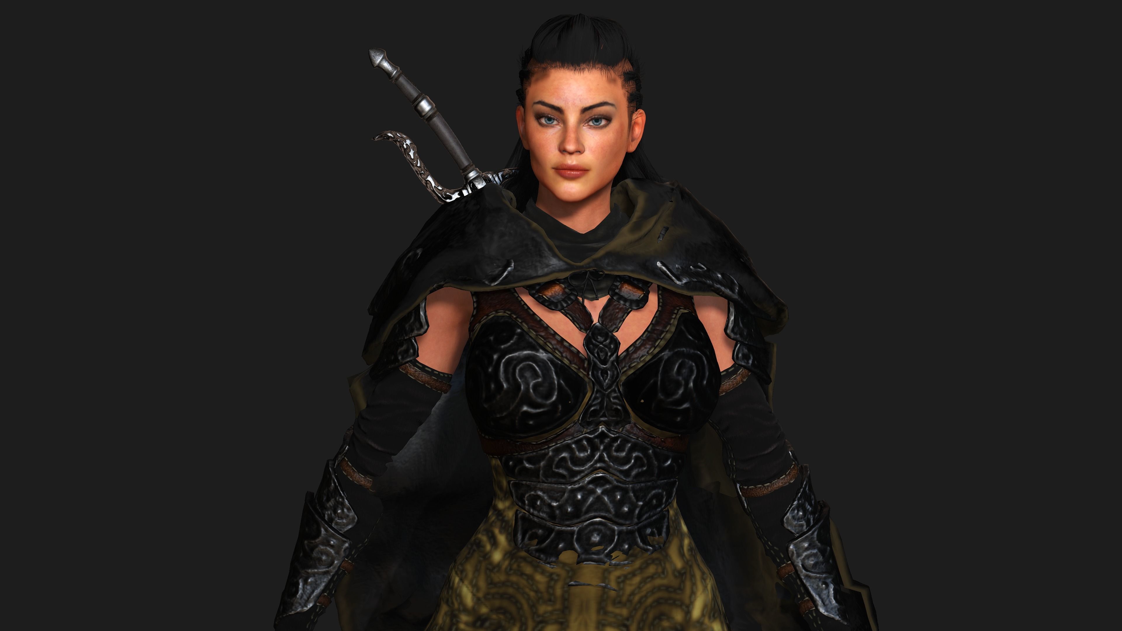 AAA 3D FANTASY FEMALE ASSASSIN  - REALISTIC RIG GAME CHARACTER Low-poly 3D model_8