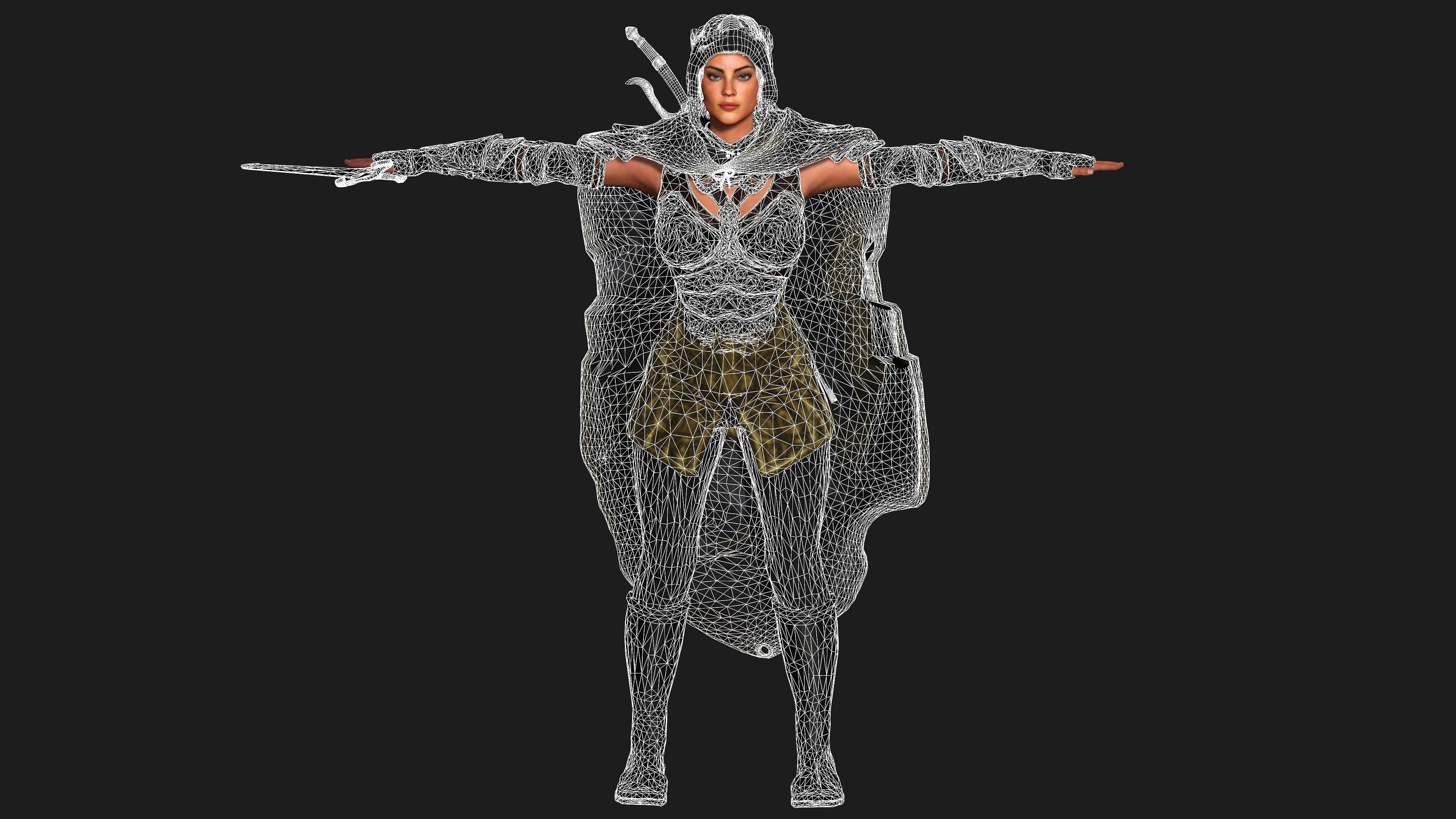 AAA 3D FANTASY FEMALE ASSASSIN  - REALISTIC RIG GAME CHARACTER Low-poly 3D model_21