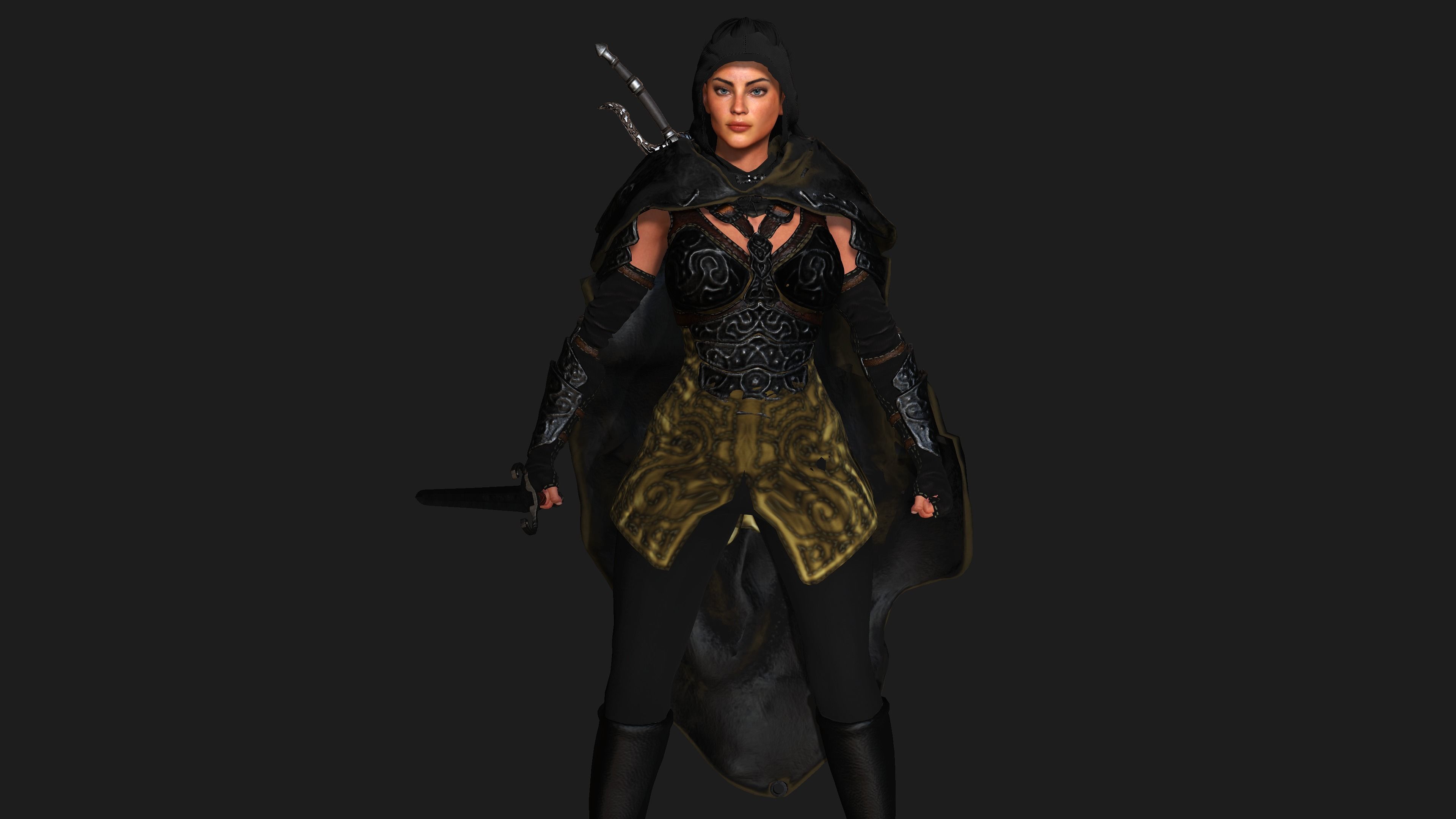 AAA 3D FANTASY FEMALE ASSASSIN  - REALISTIC RIG GAME CHARACTER Low-poly 3D model_3