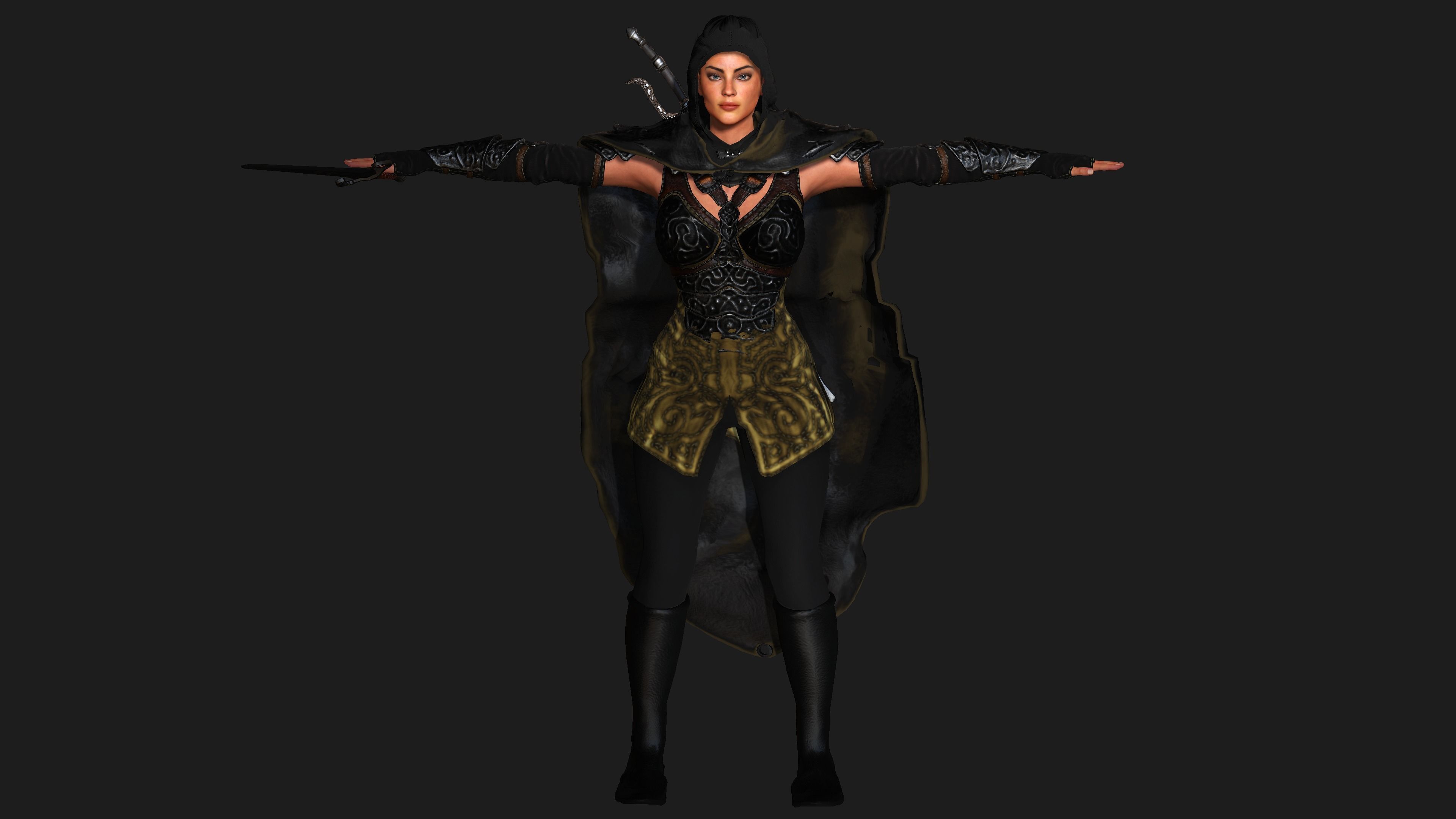 AAA 3D FANTASY FEMALE ASSASSIN  - REALISTIC RIG GAME CHARACTER Low-poly 3D model_20
