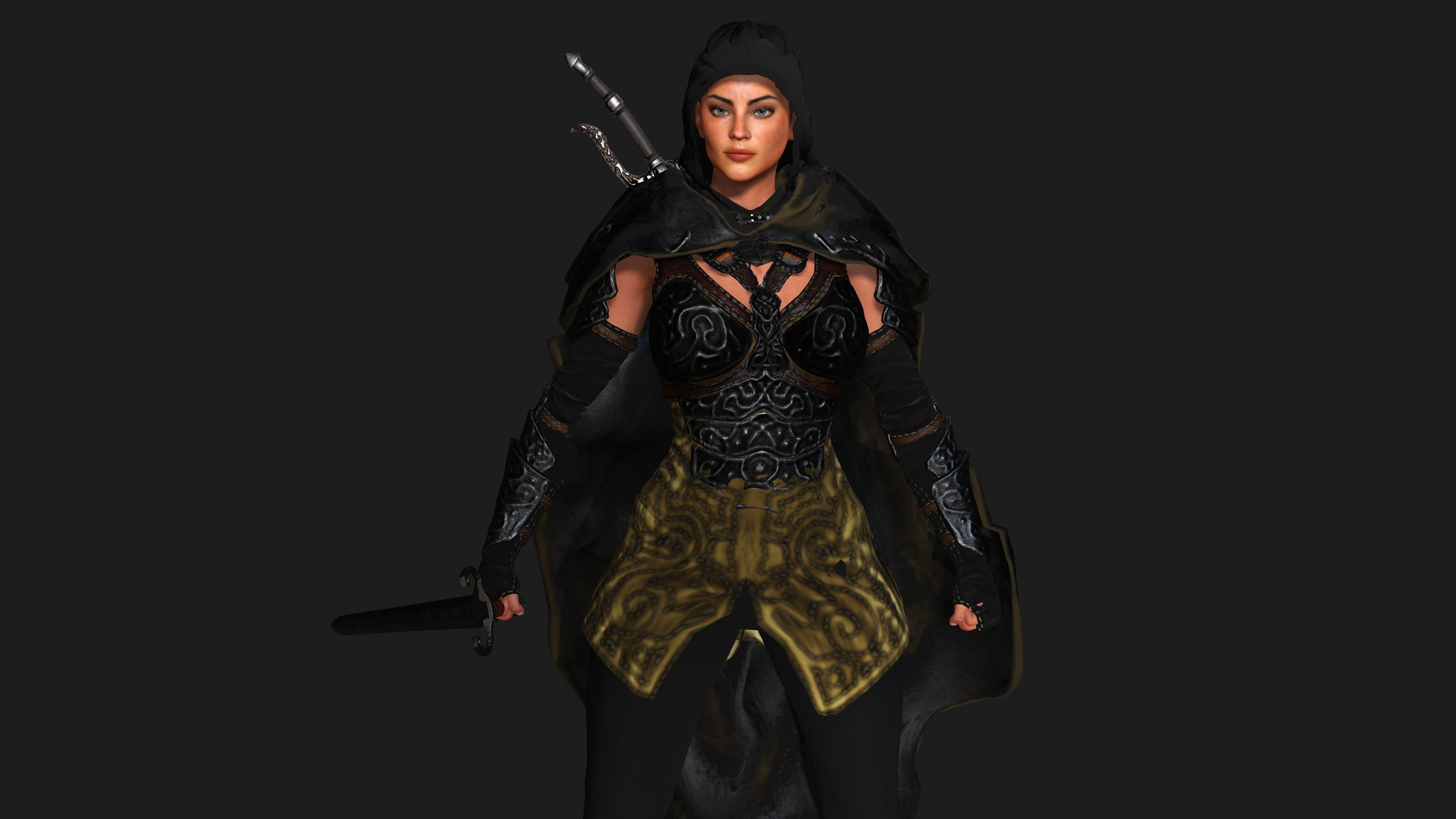 AAA 3D FANTASY FEMALE ASSASSIN  - REALISTIC RIG GAME CHARACTER Low-poly 3D model_4