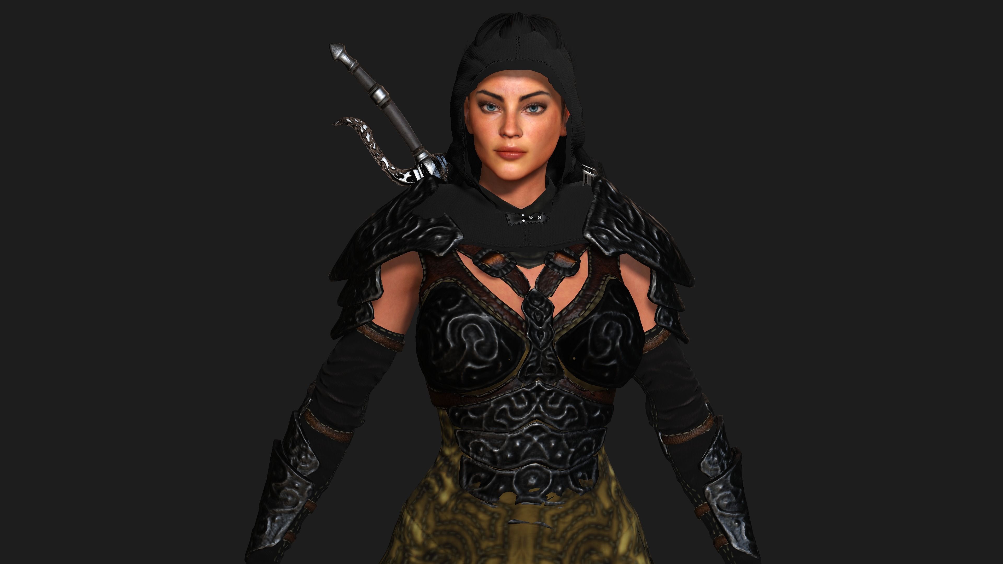 AAA 3D FANTASY FEMALE ASSASSIN  - REALISTIC RIG GAME CHARACTER Low-poly 3D model_9