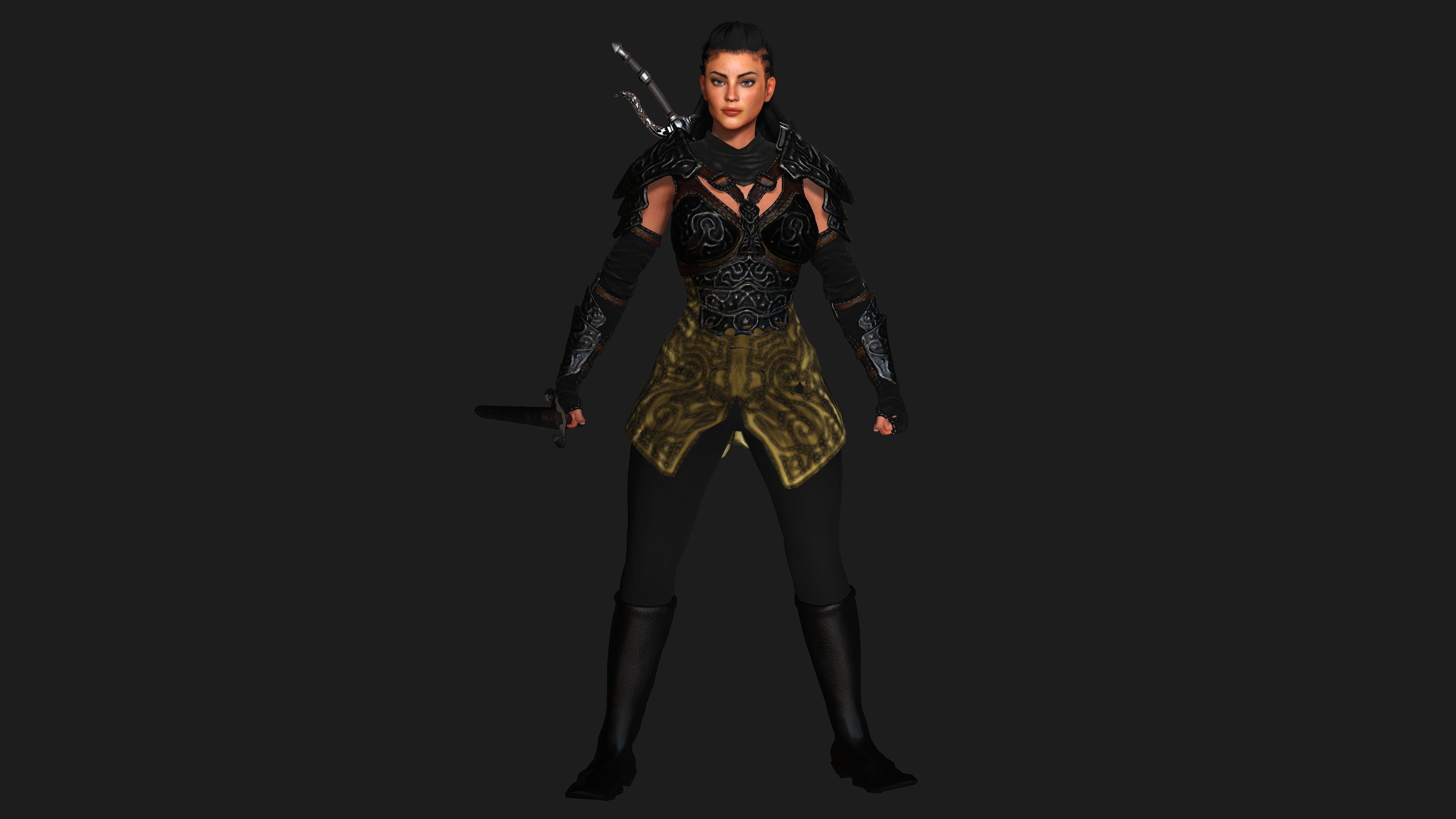 AAA 3D FANTASY FEMALE ASSASSIN  - REALISTIC RIG GAME CHARACTER Low-poly 3D model_15