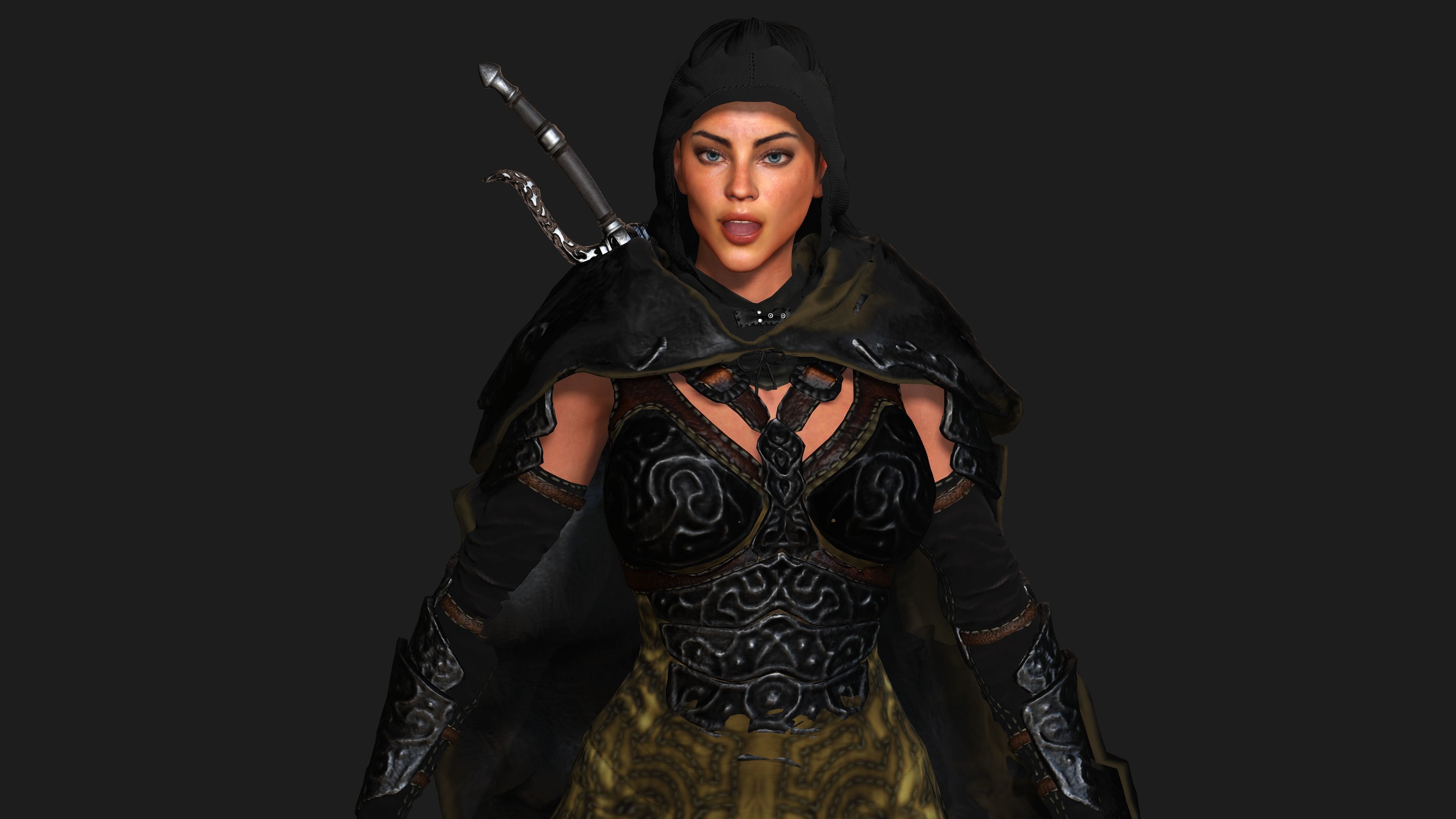 AAA 3D FANTASY FEMALE ASSASSIN  - REALISTIC RIG GAME CHARACTER Low-poly 3D model_11