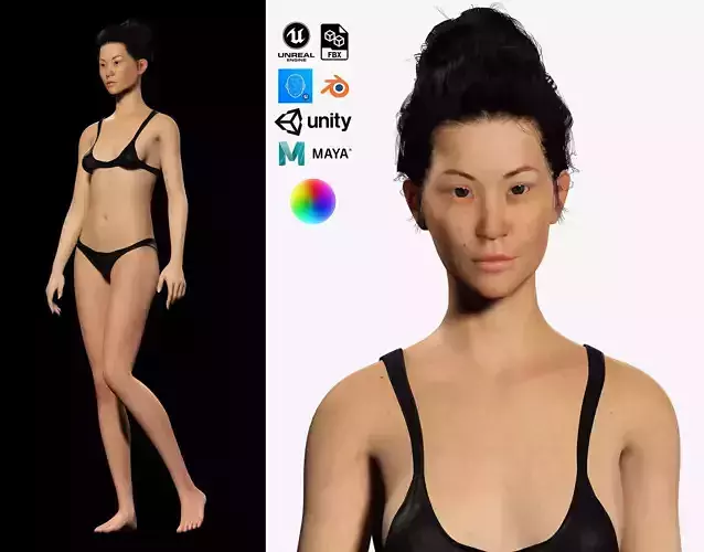 Ayame - The Unyielding Samurai  Low-poly 3D model