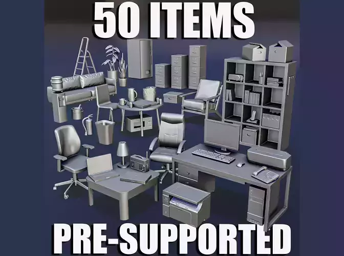 Office Work Diorama Pack 3D print model