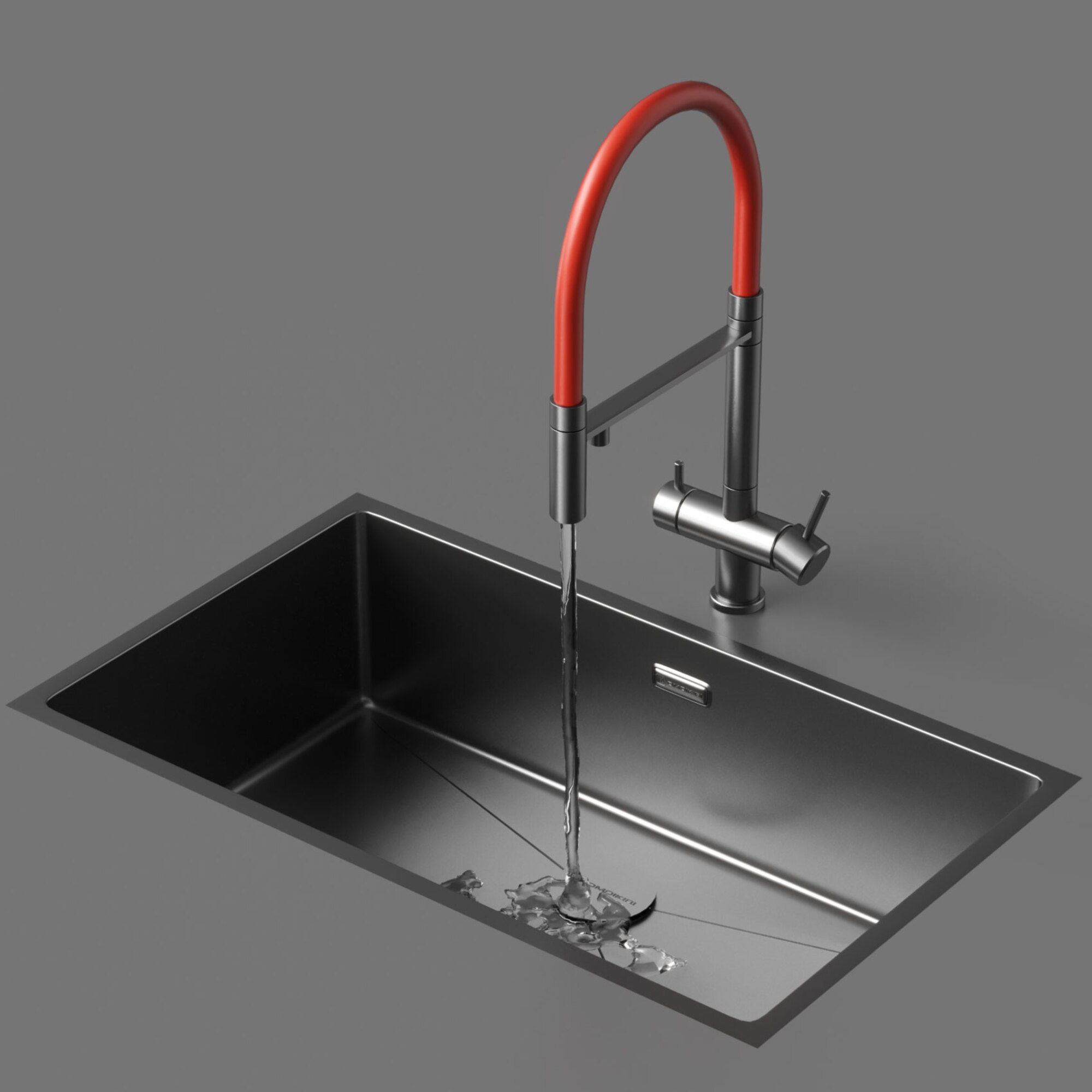 Mixer KANTO LG-BL and sink TAKI 74-UIF IN by Omoikiri 3D model_8