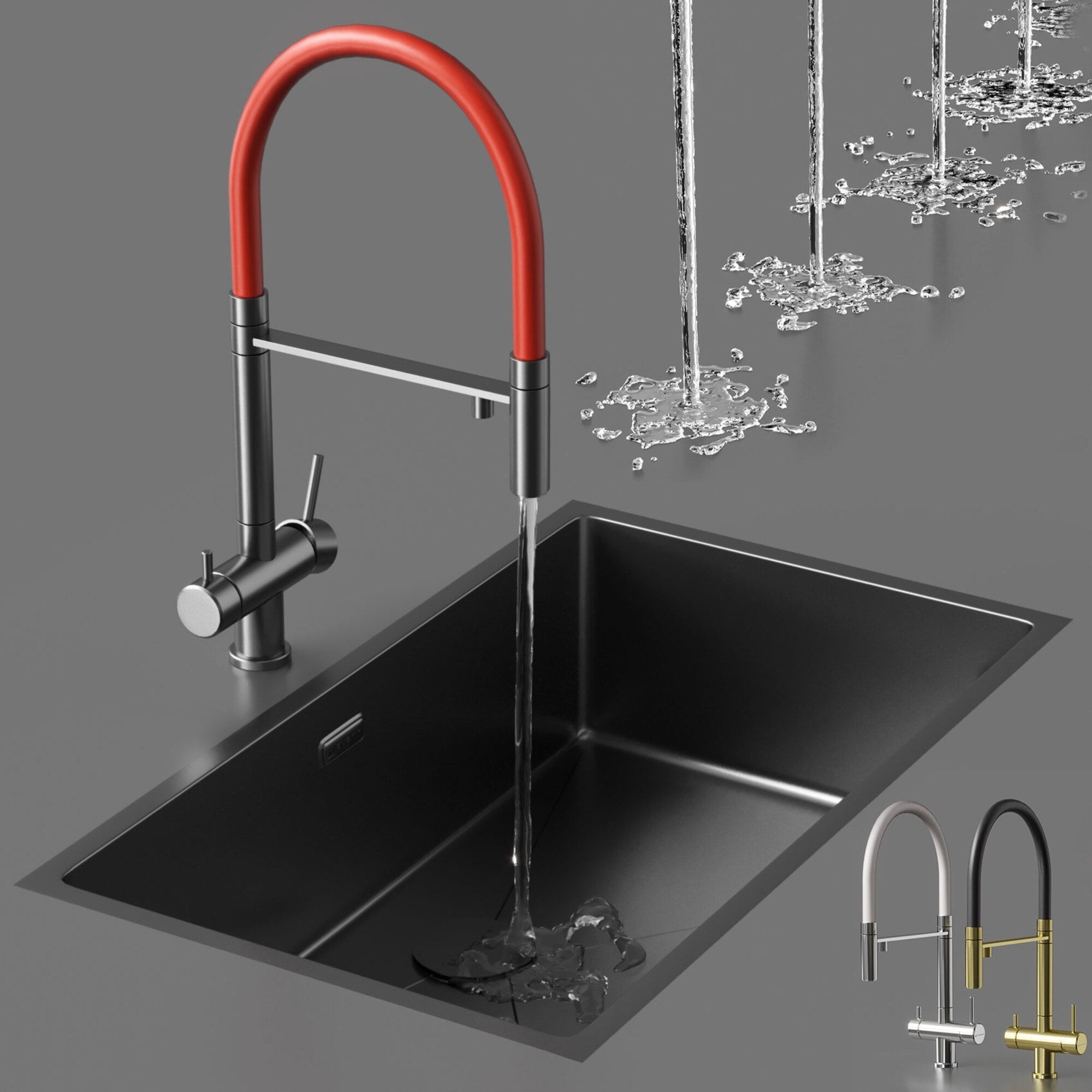 Mixer KANTO LG-BL and sink TAKI 74-UIF IN by Omoikiri 3D model_1