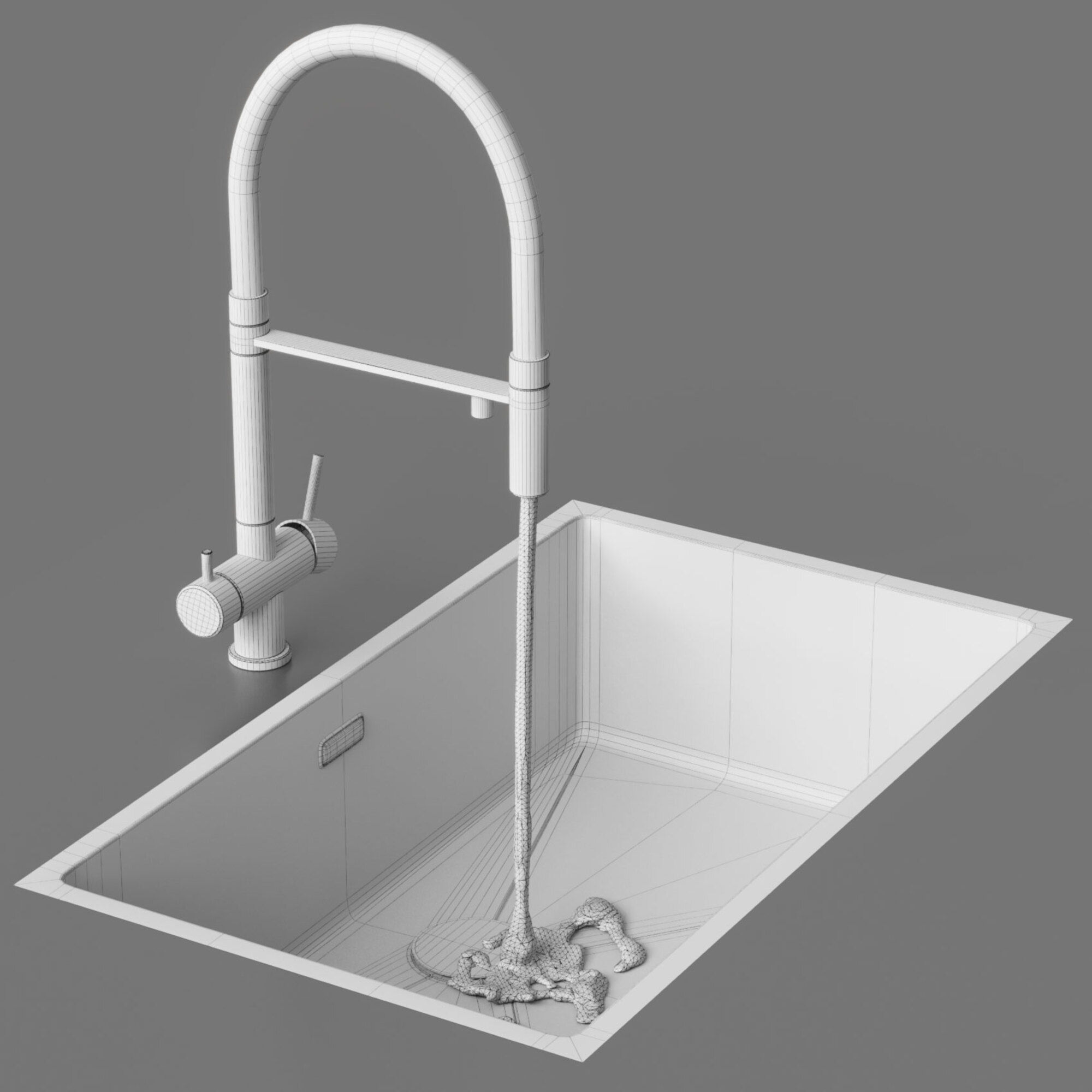 Mixer KANTO LG-BL and sink TAKI 74-UIF IN by Omoikiri 3D model_10