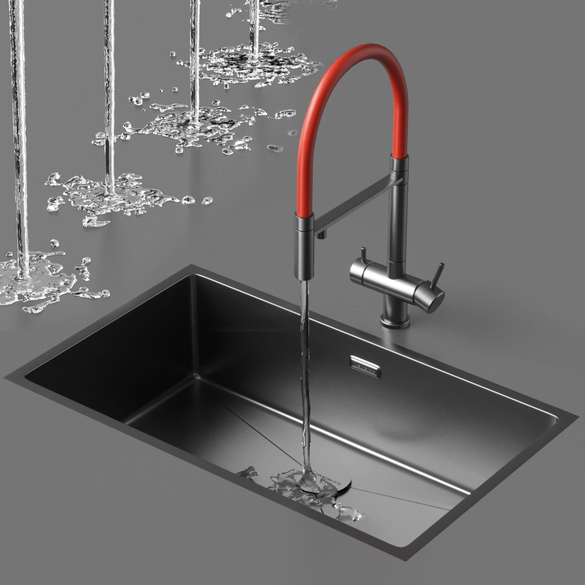 Mixer KANTO LG-BL and sink TAKI 74-UIF IN by Omoikiri 3D model_3