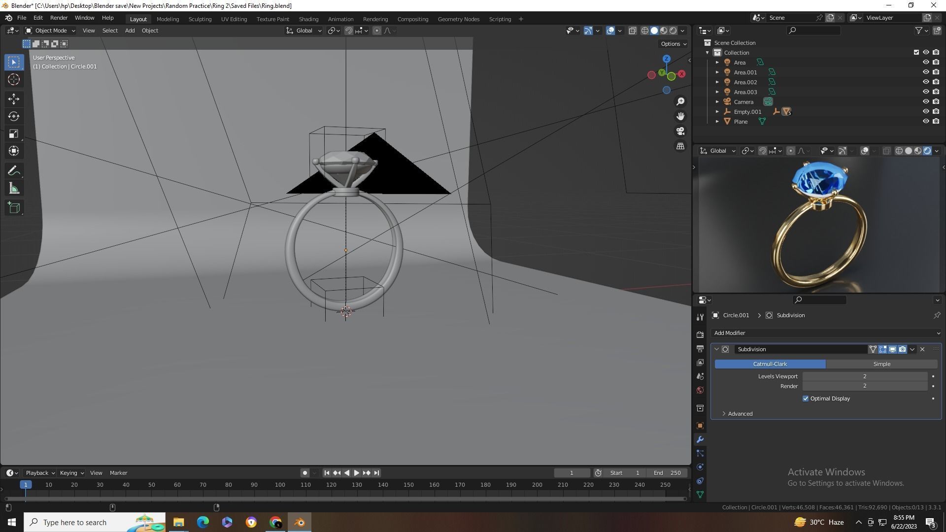 Diamond Ring Low-poly 3D model_7