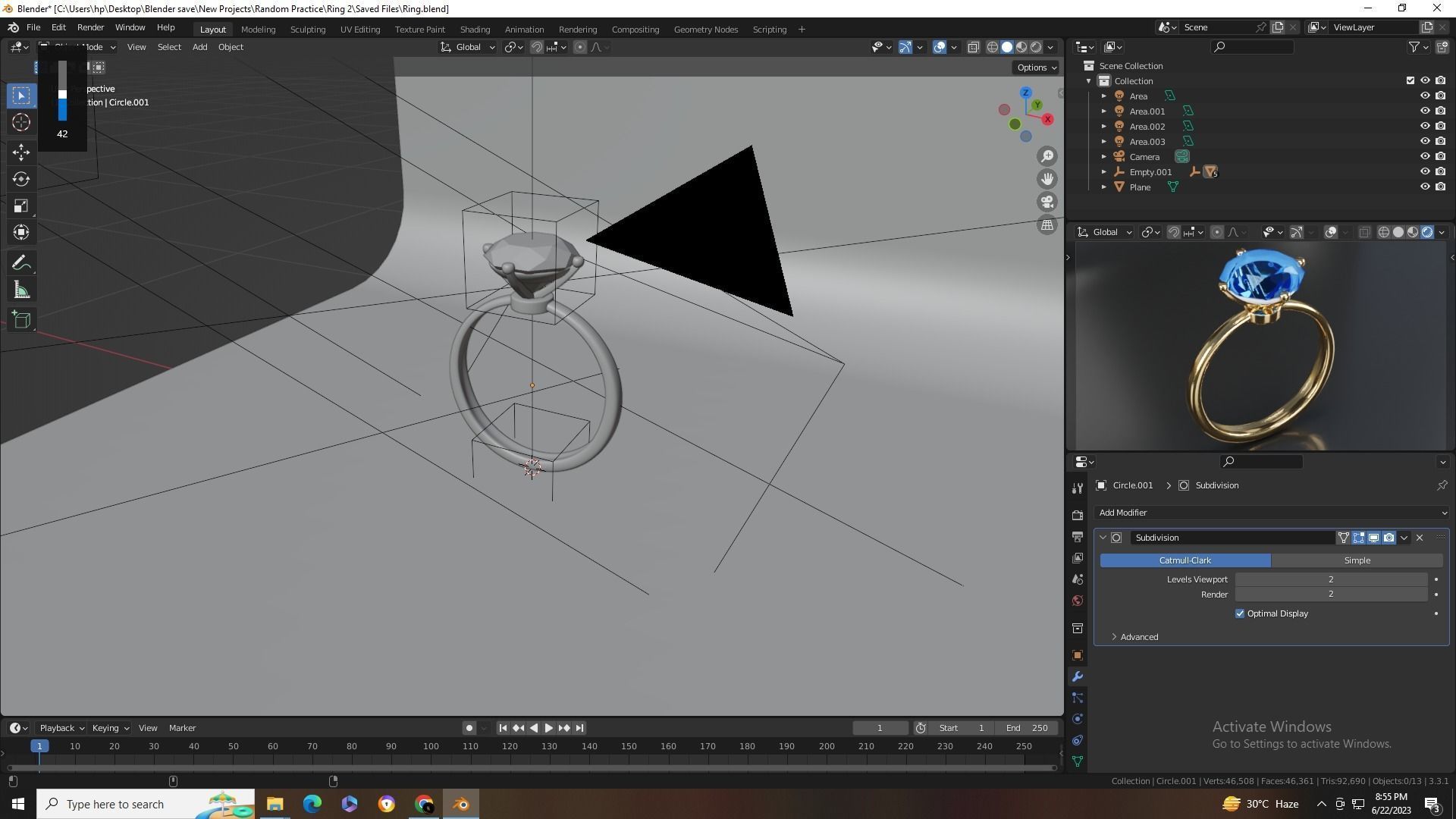 Diamond Ring Low-poly 3D model_6