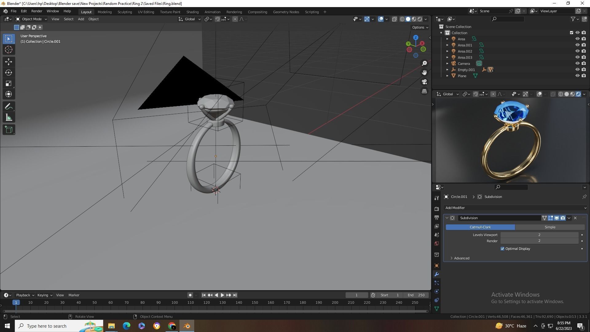 Diamond Ring Low-poly 3D model_5