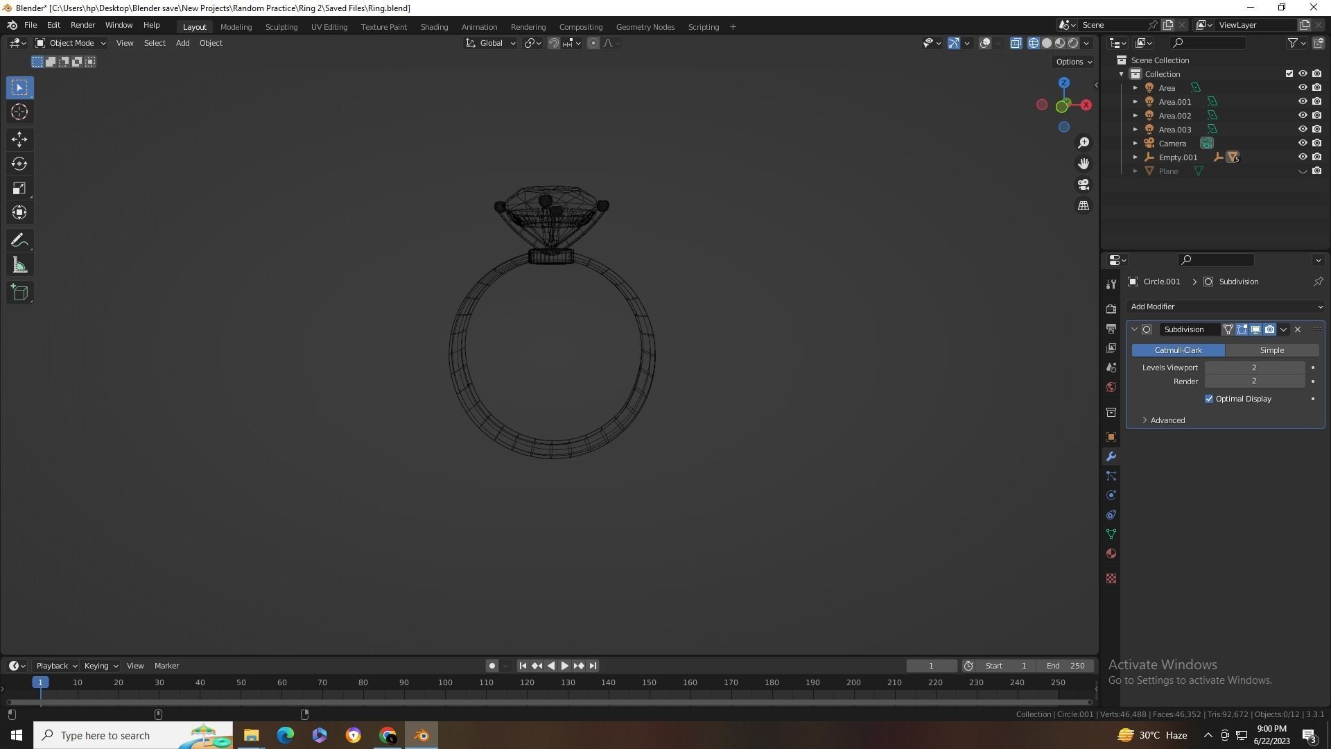 Diamond Ring Low-poly 3D model_9