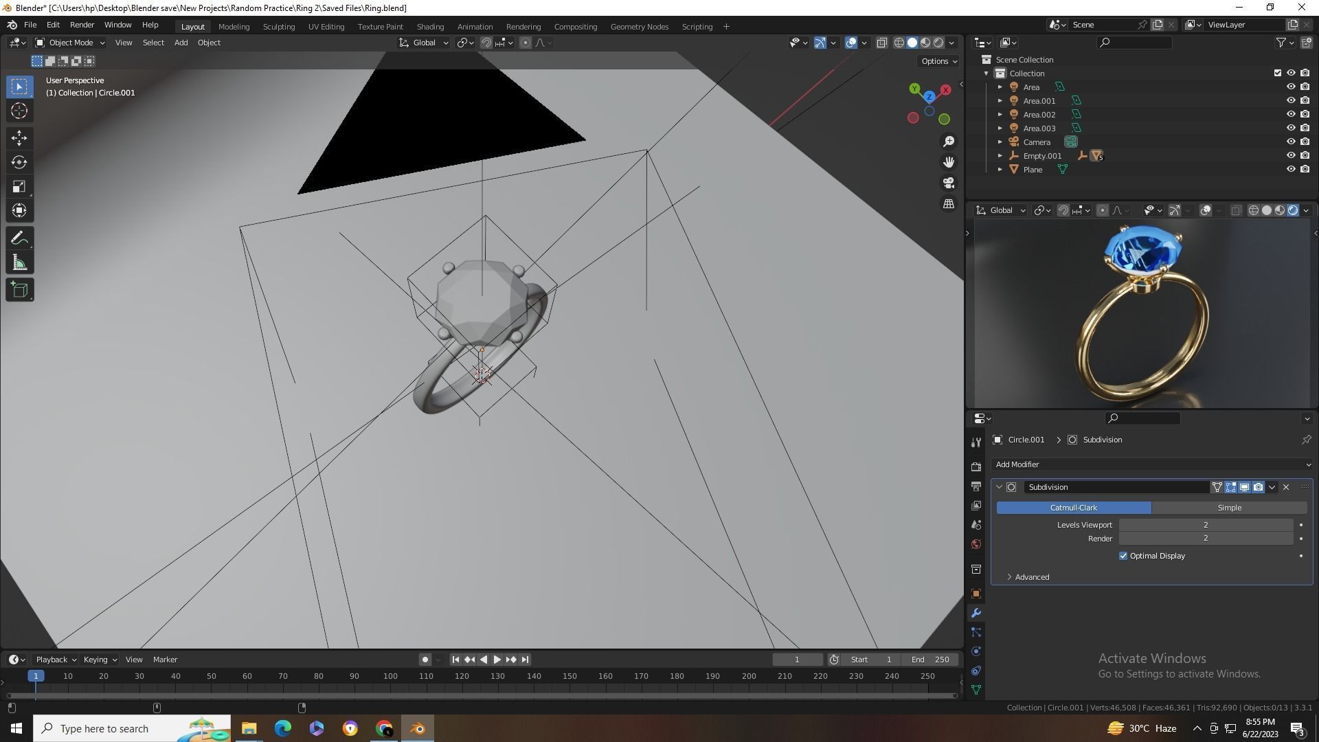 Diamond Ring Low-poly 3D model_8