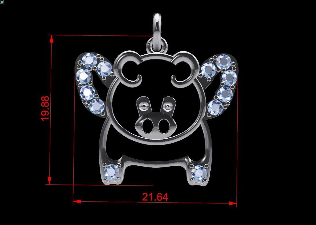 Pendant Pig 3D print model_7
